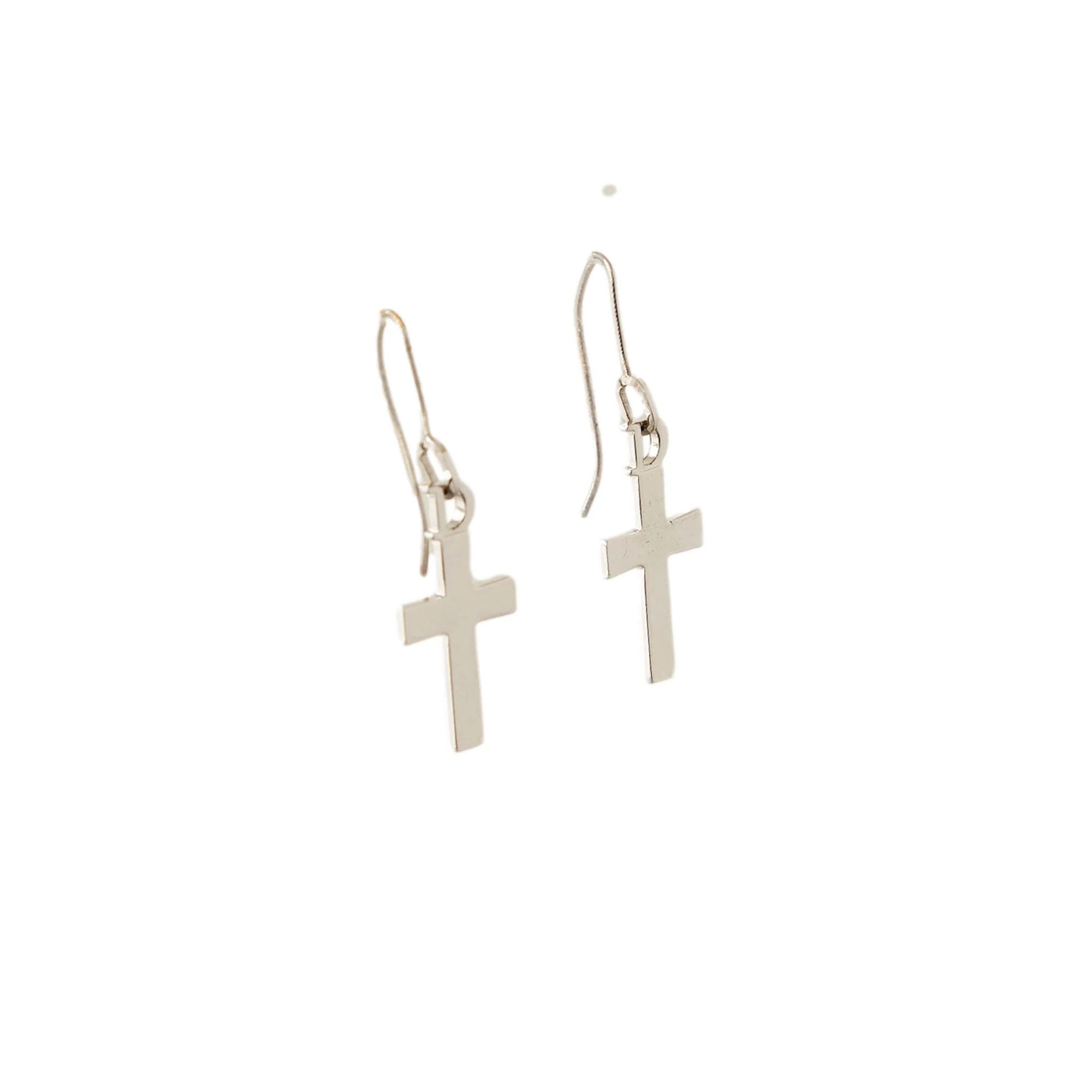 Dior Silver Logo Cross Earrings - Image 2