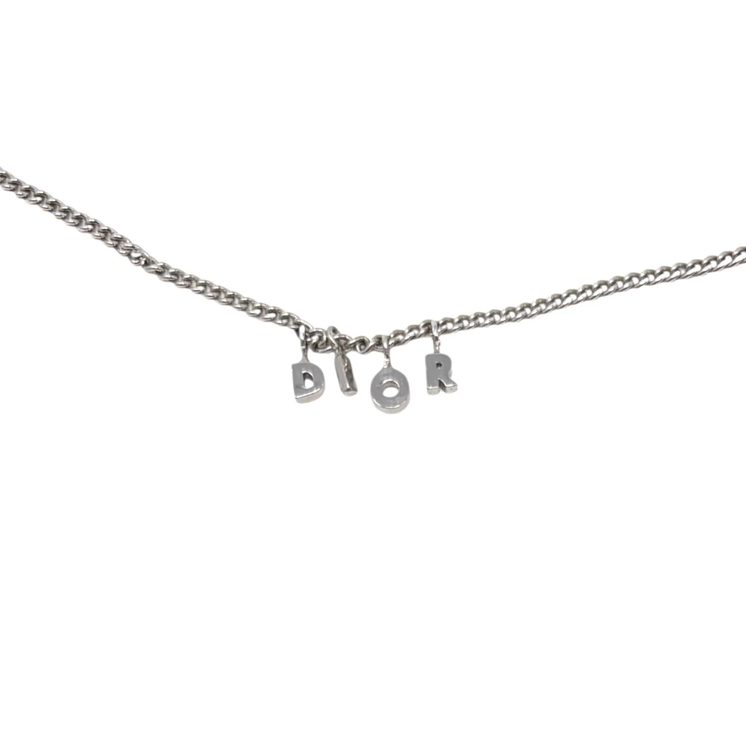 Dior Silver Logo Mini Logo Necklace - Image 2
