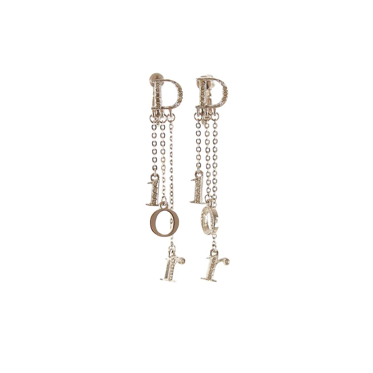 Dior Silver Rhinestone Charm Earrings