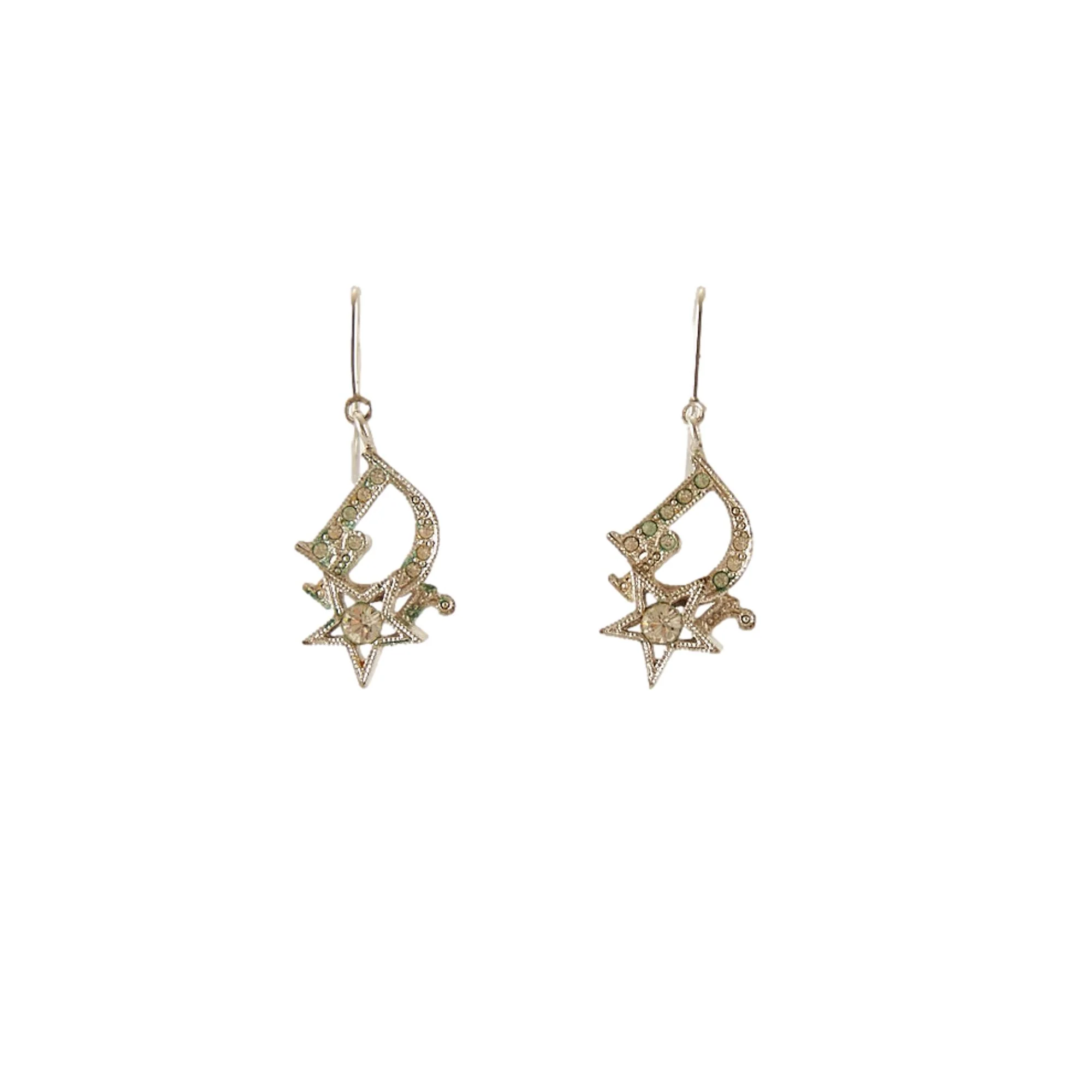 Dior Silver Star Logo Earrings
