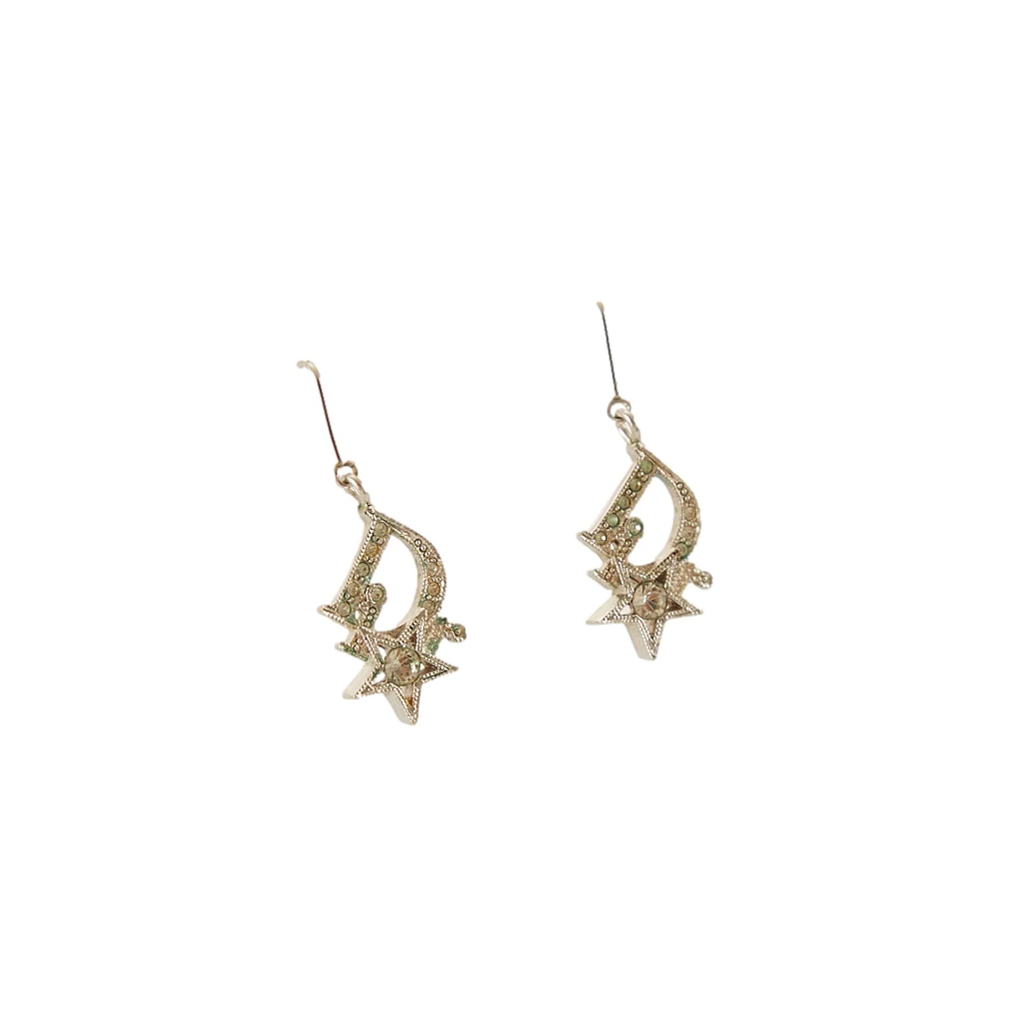 Dior Silver Star Logo Earrings - Image 2