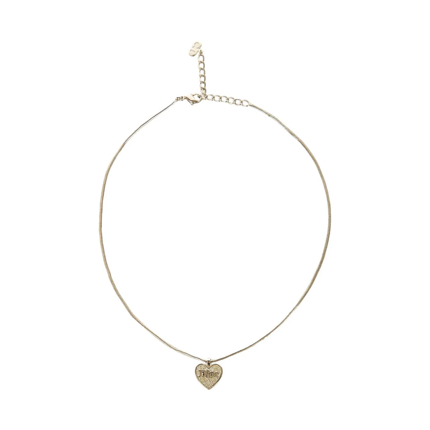 Dior Sliver Rhinestone Heart Necklace