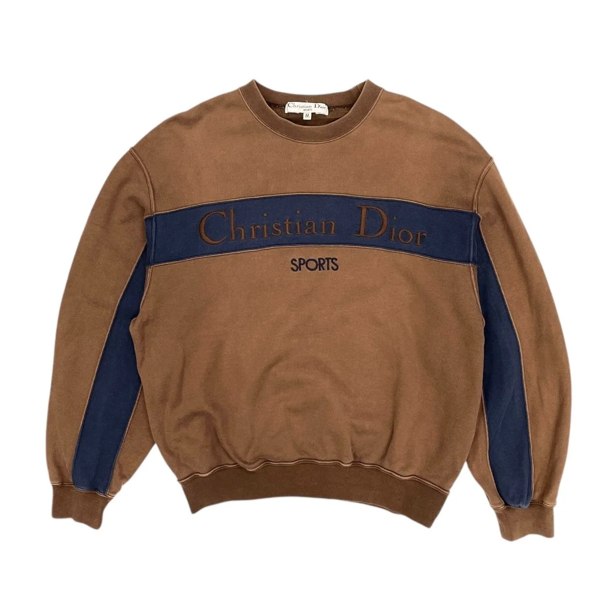 Dior Sports Brown + Navy Stripe Logo Sweatshirt