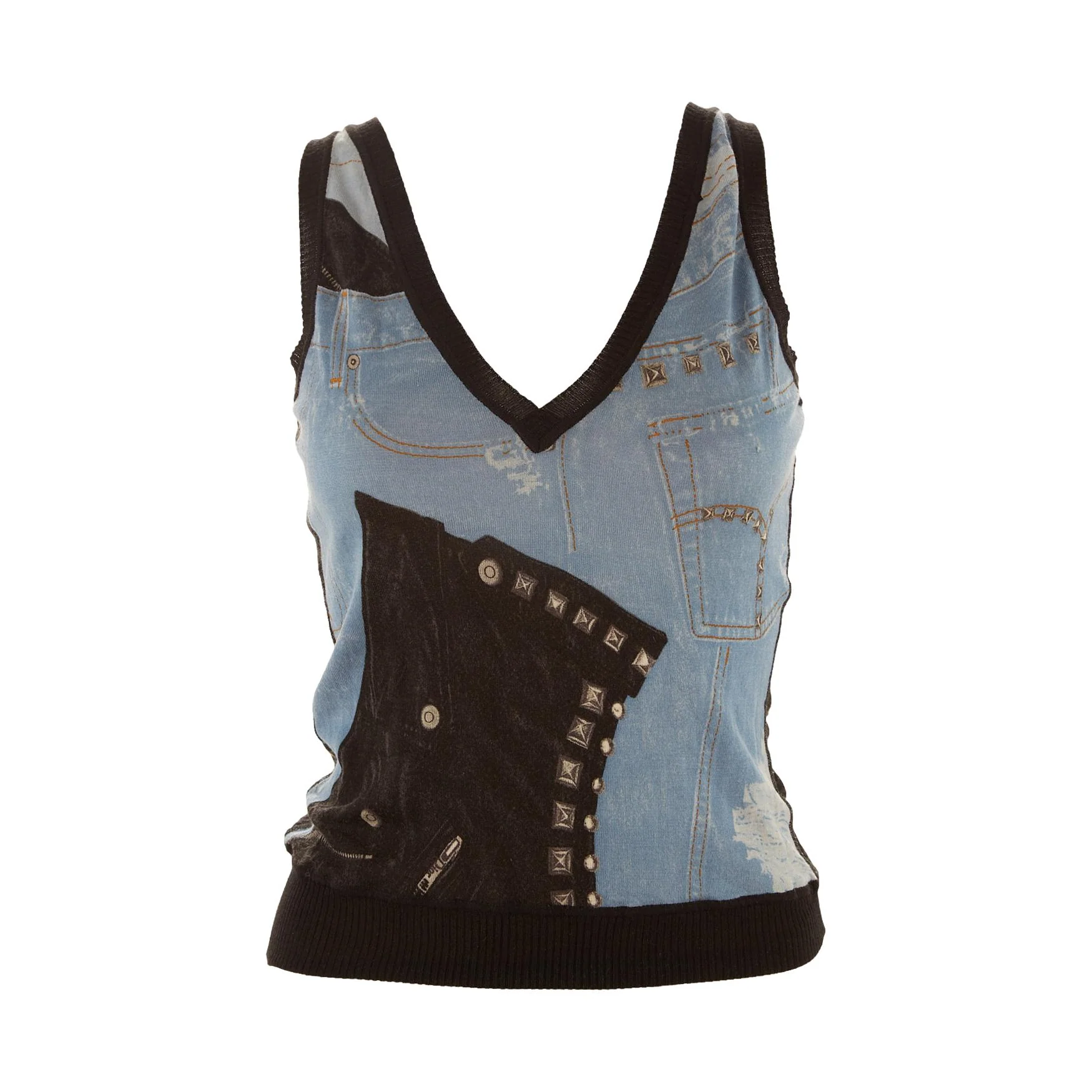 Dior Studded Denim Print Tank