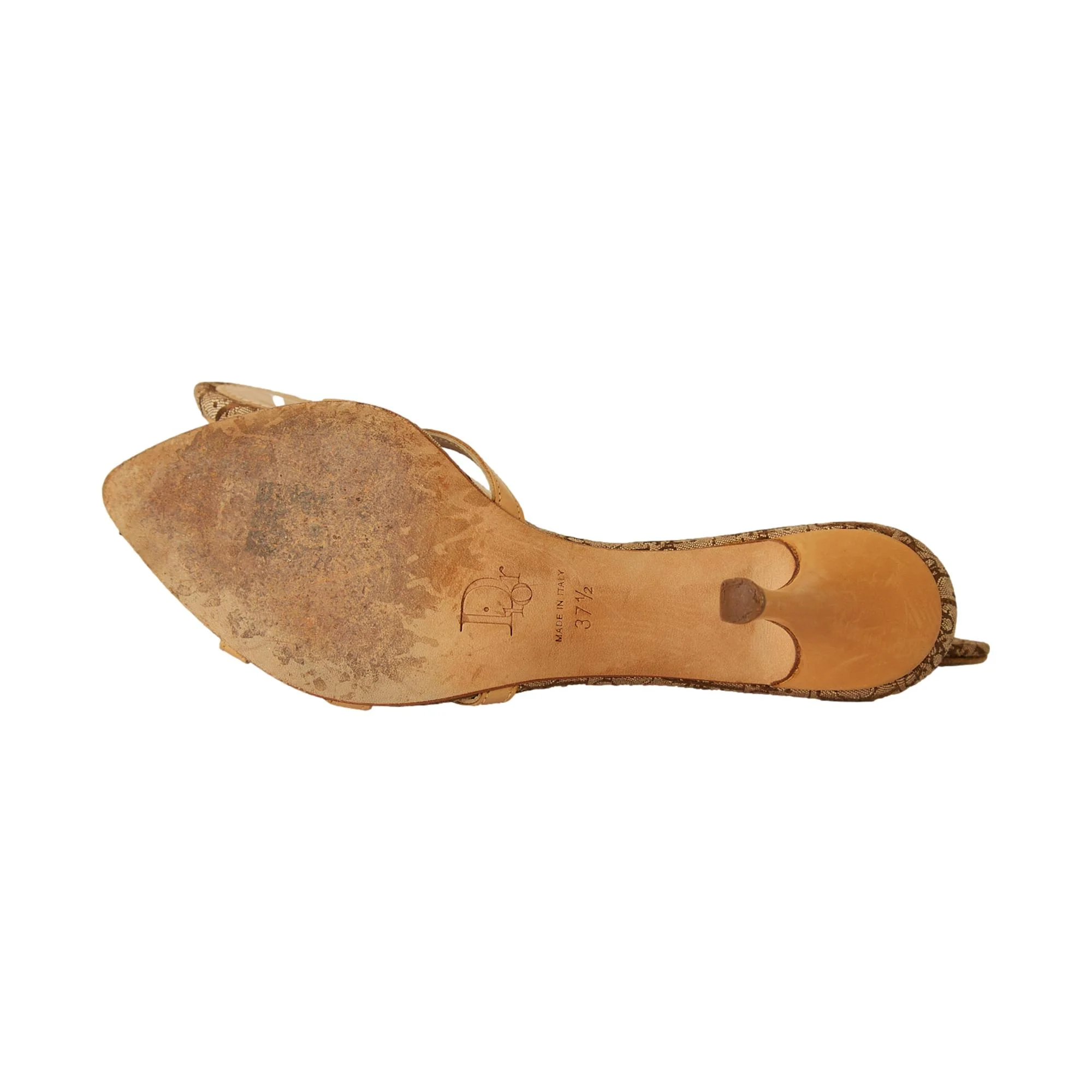 Dior Tan Canvas + Leather Charm Heels - Image 4