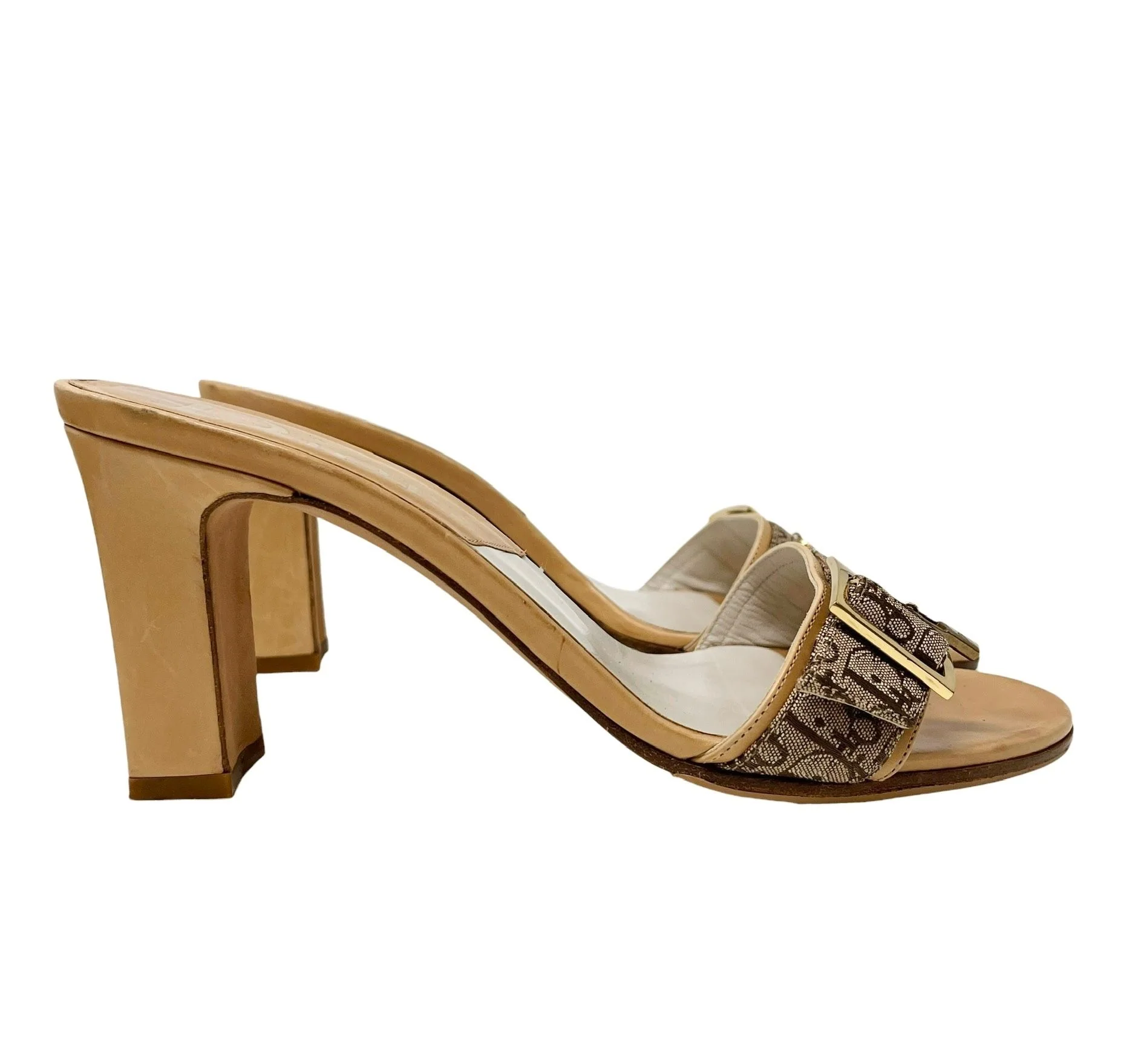 Dior Tan Logo Buckle Heels - Image 2