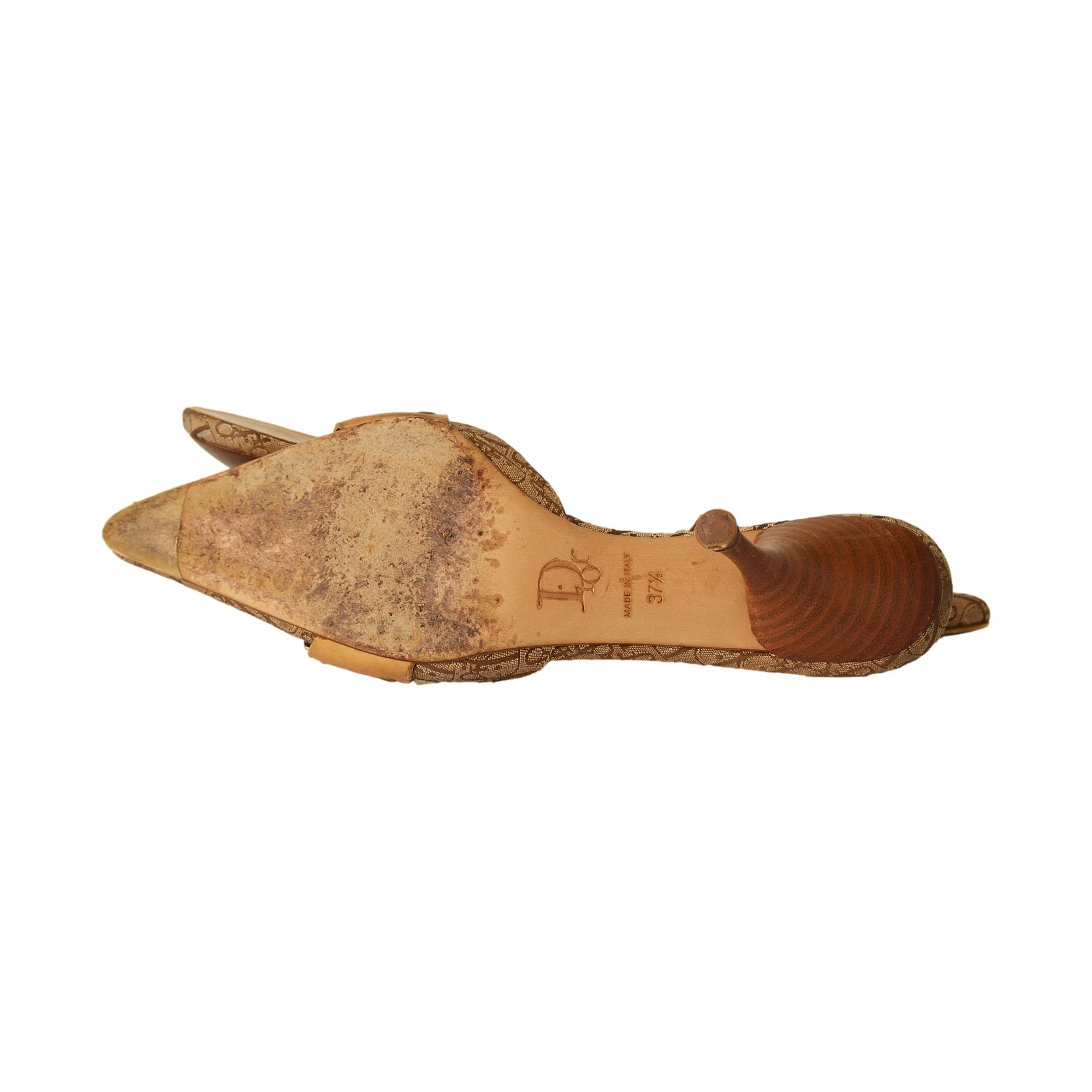 Dior Tan Logo Grommet Heels - Image 4