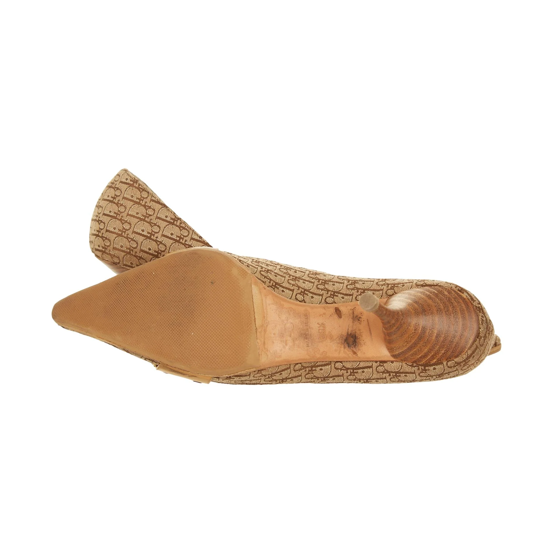 Dior Tan Logo Grommet Heels - Image 3