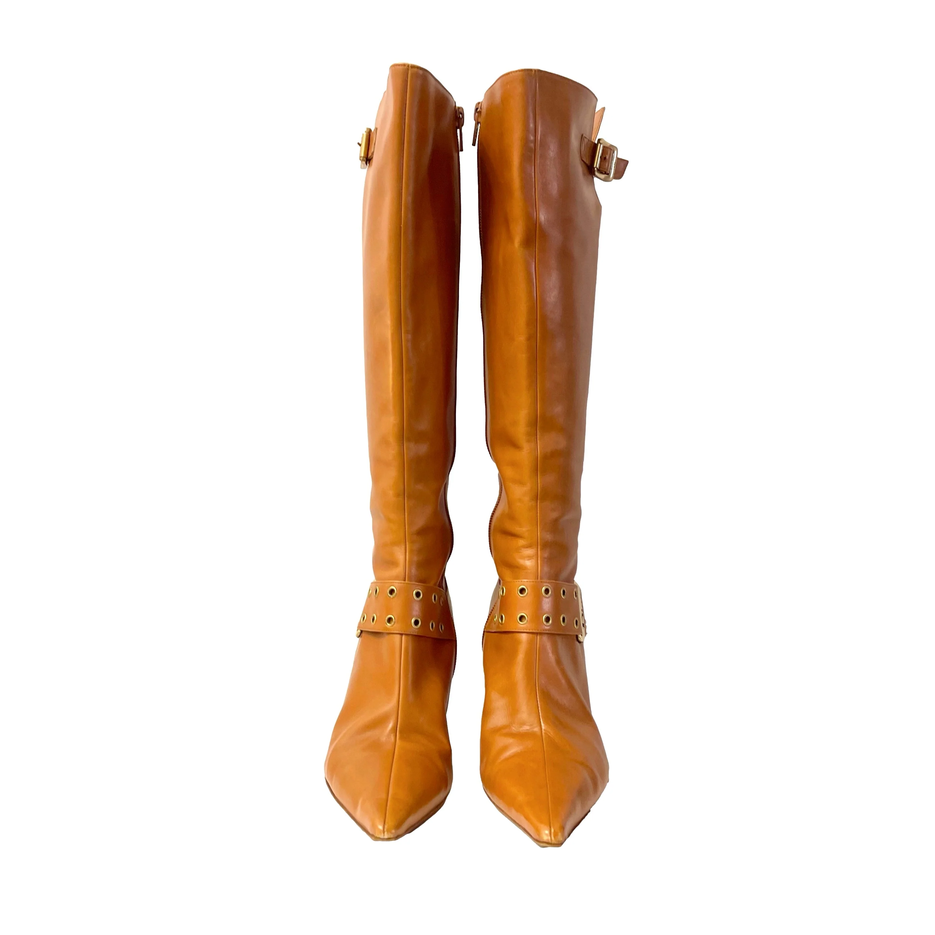Dior Tan Logo Tall Boots - Image 2