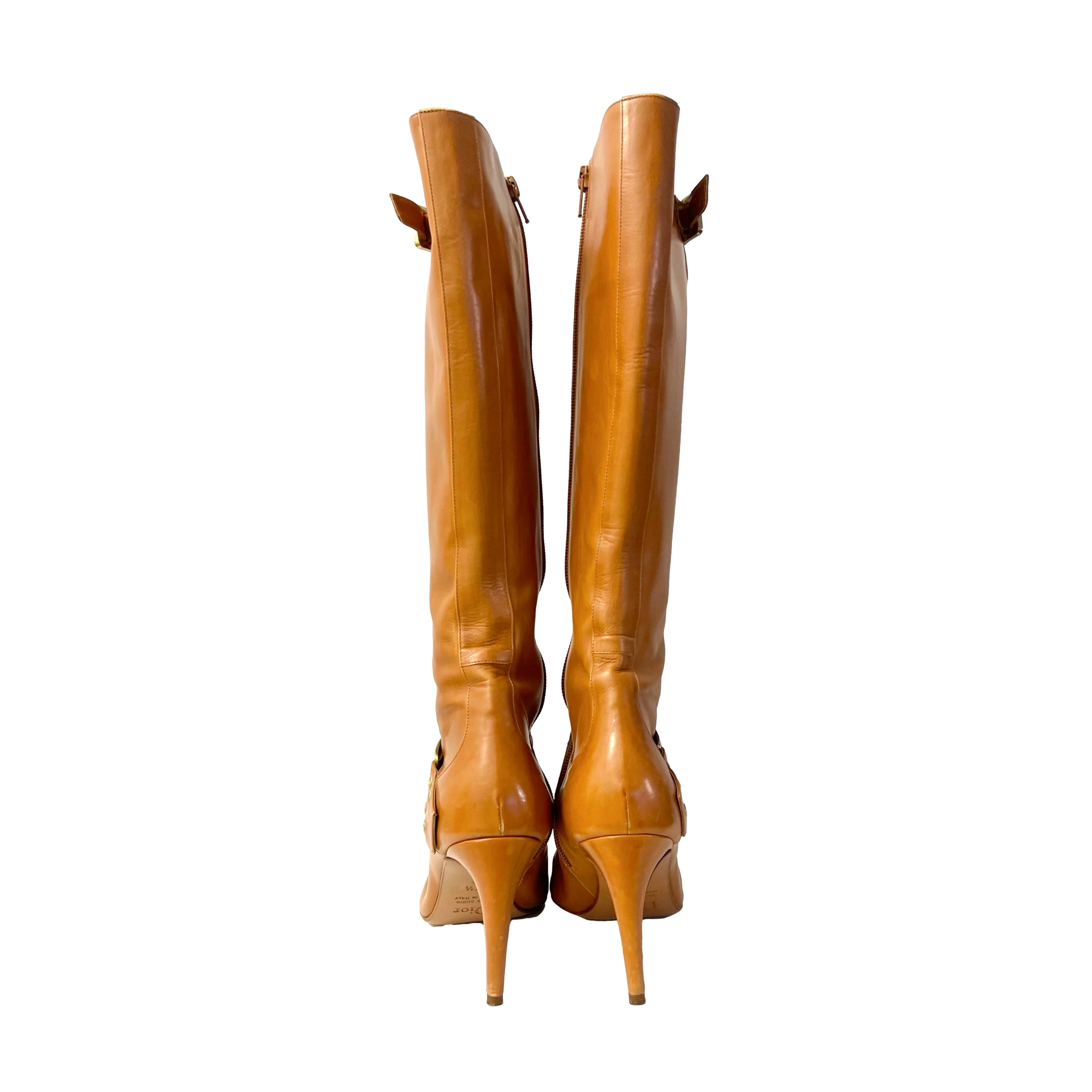 Dior Tan Logo Tall Boots - Image 3