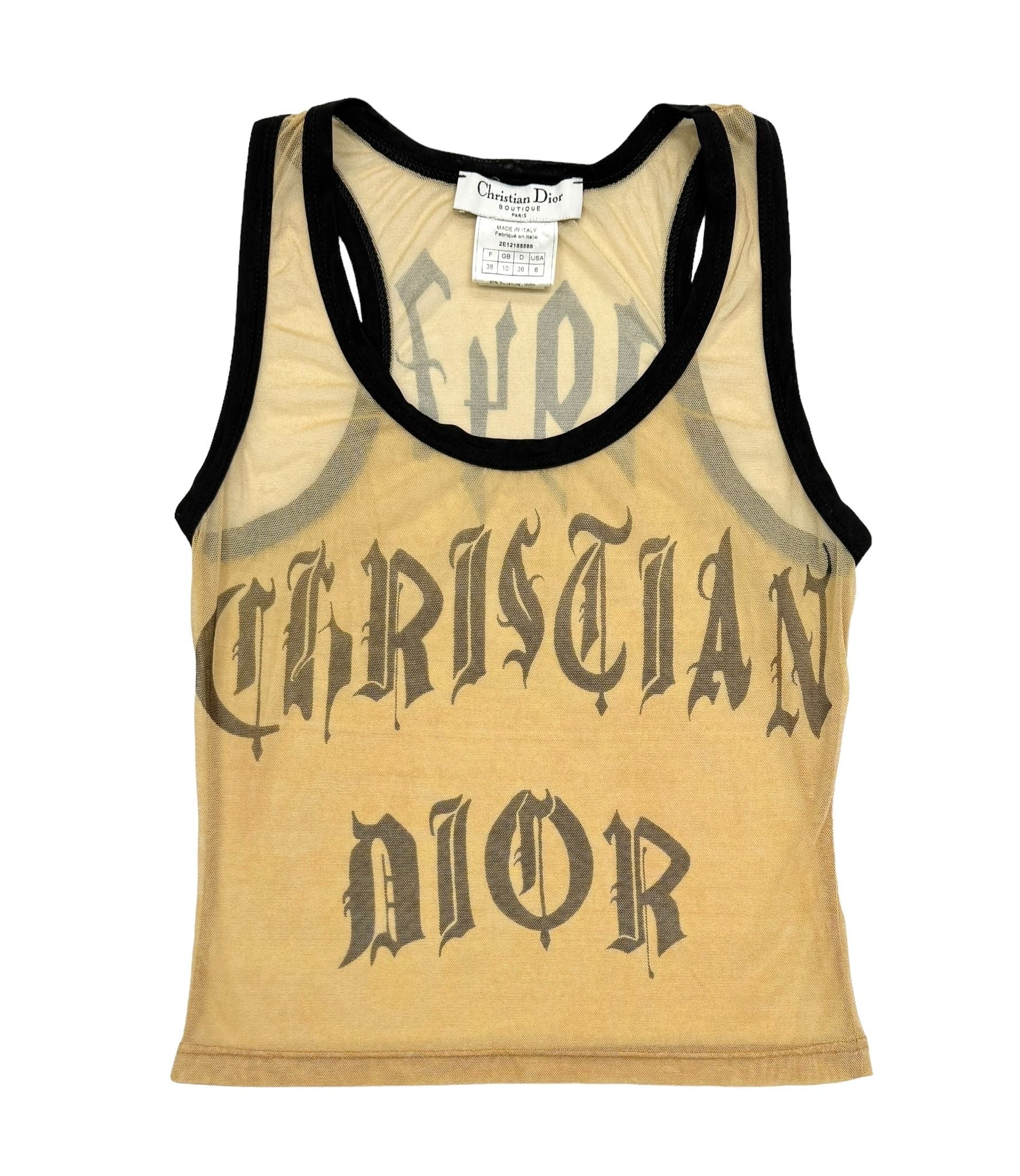 Dior Tan Mesh Gothic Tank