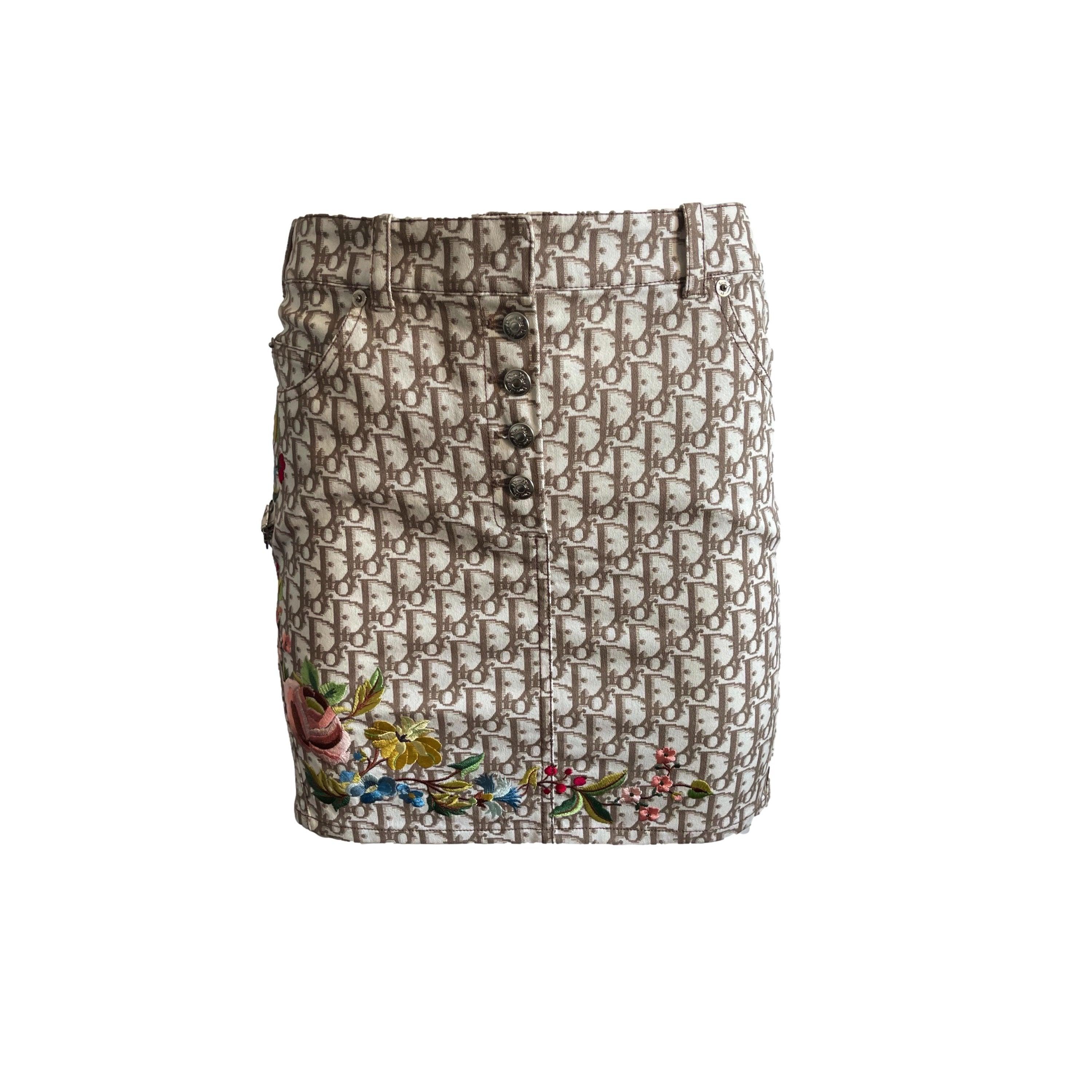 Dior Tan Monogram Floral Skirt