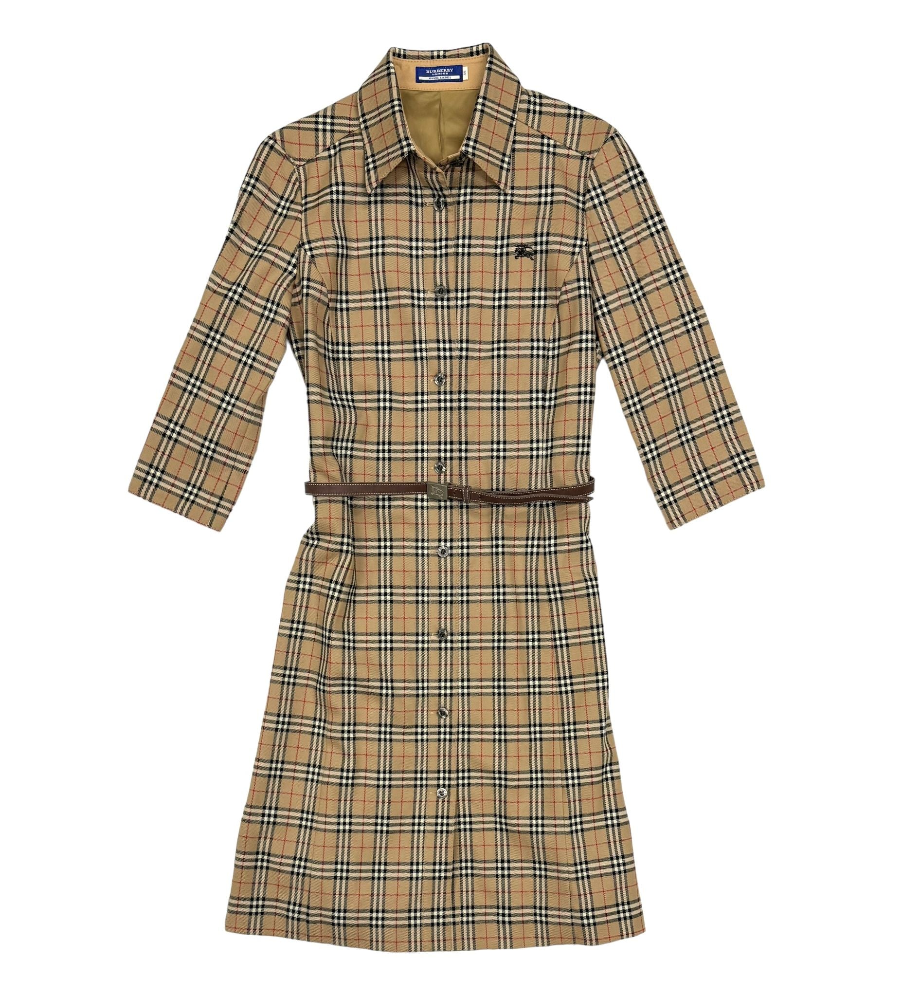 Burberry Tan Plaid Print Dress