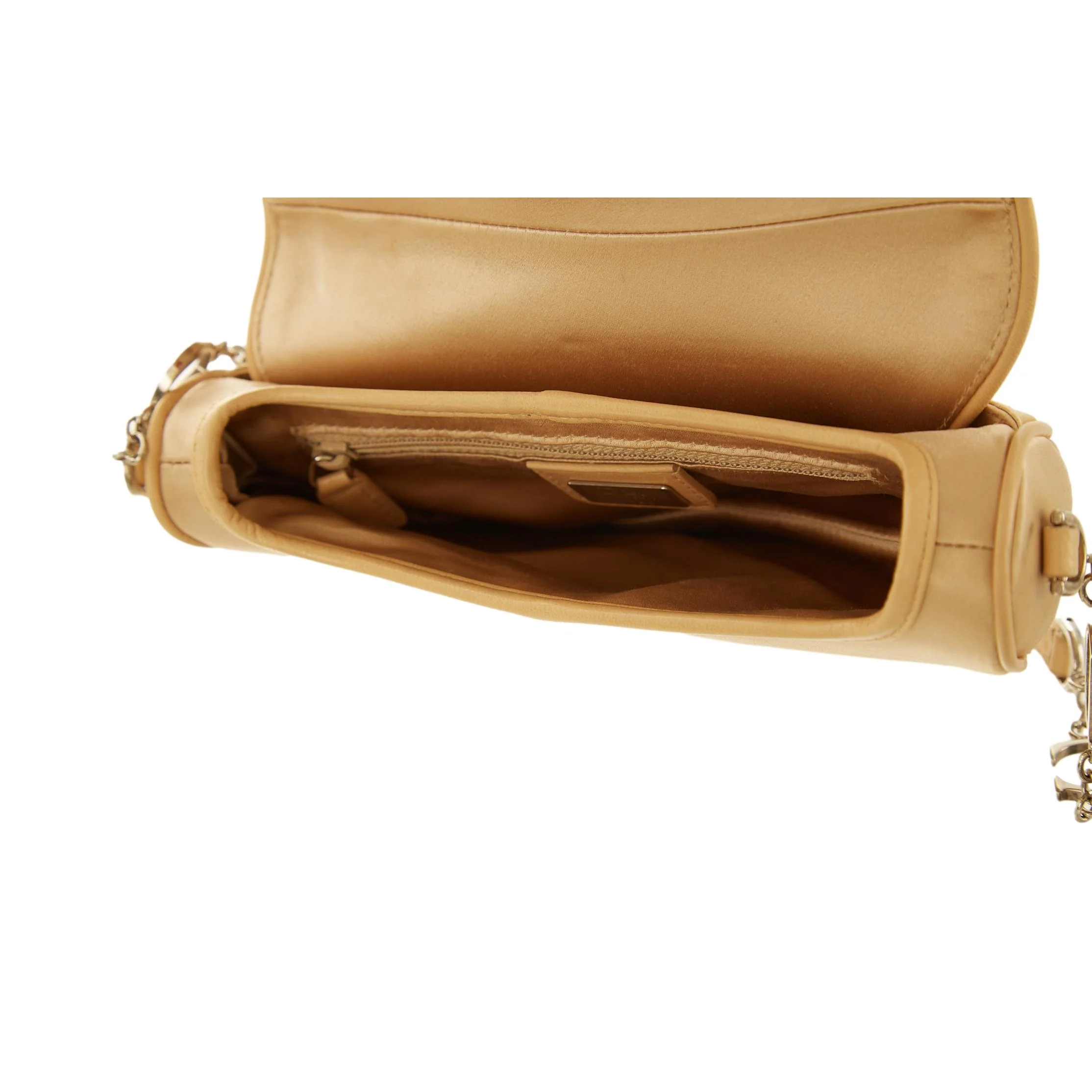 Dior Champagne Rhinestone Logo Hardware Mini Saddle Bag - Image 4