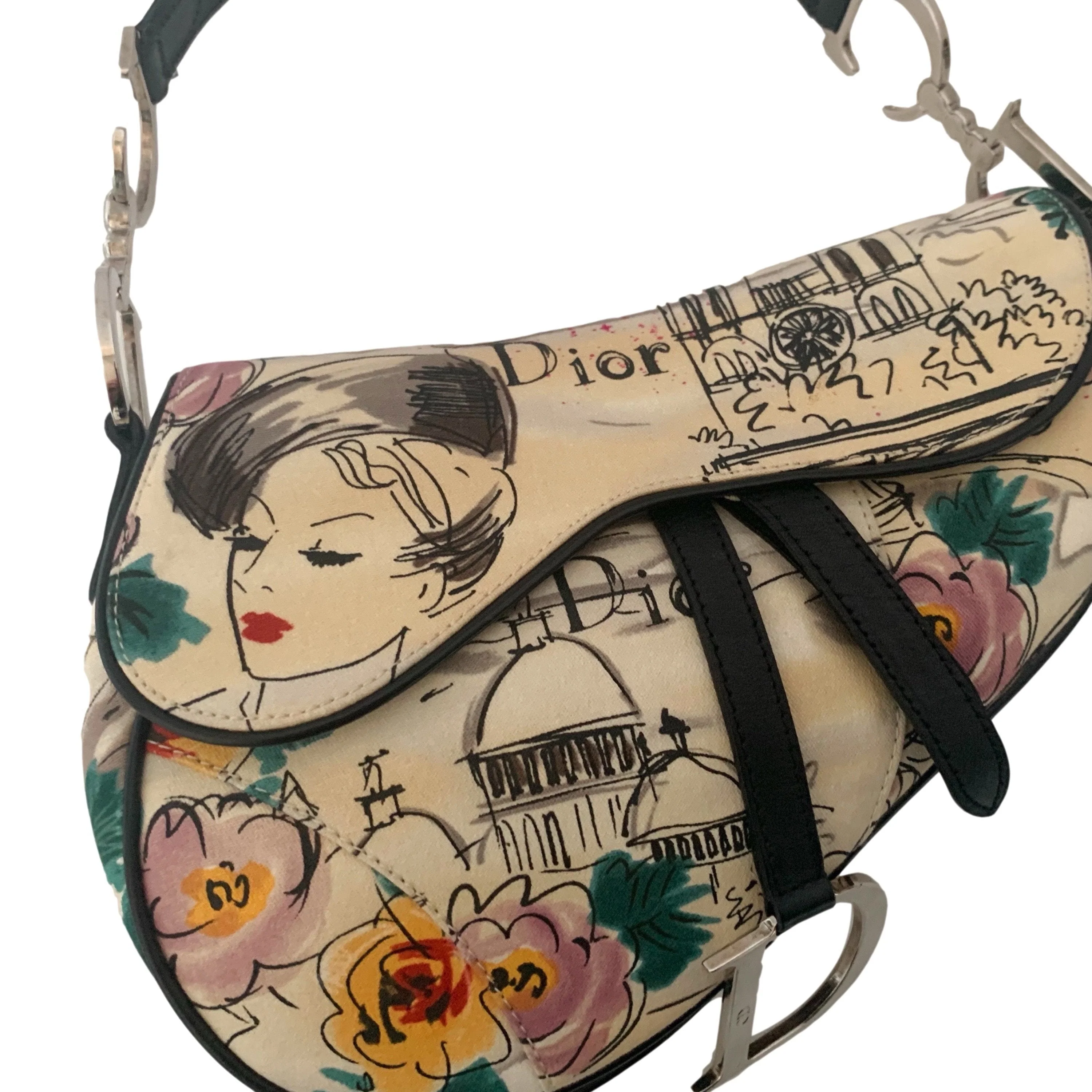 Dior Watercolor Print Saddle Bag - Image 4