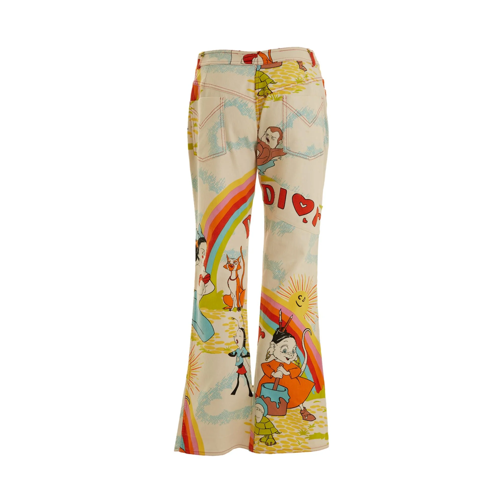Dior White Cartoon Print Pants - Image 2