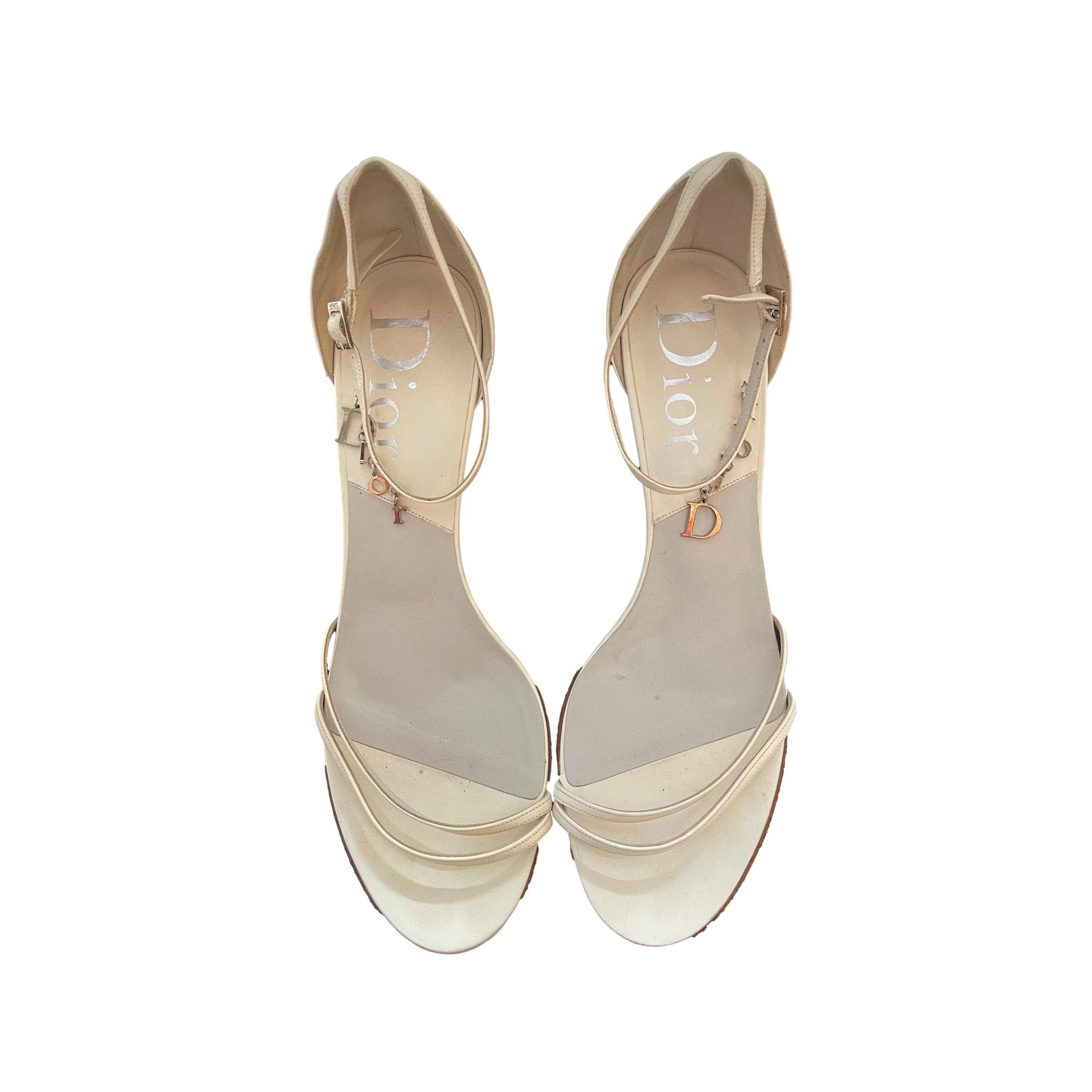 Dior White Charm Strappy Heels