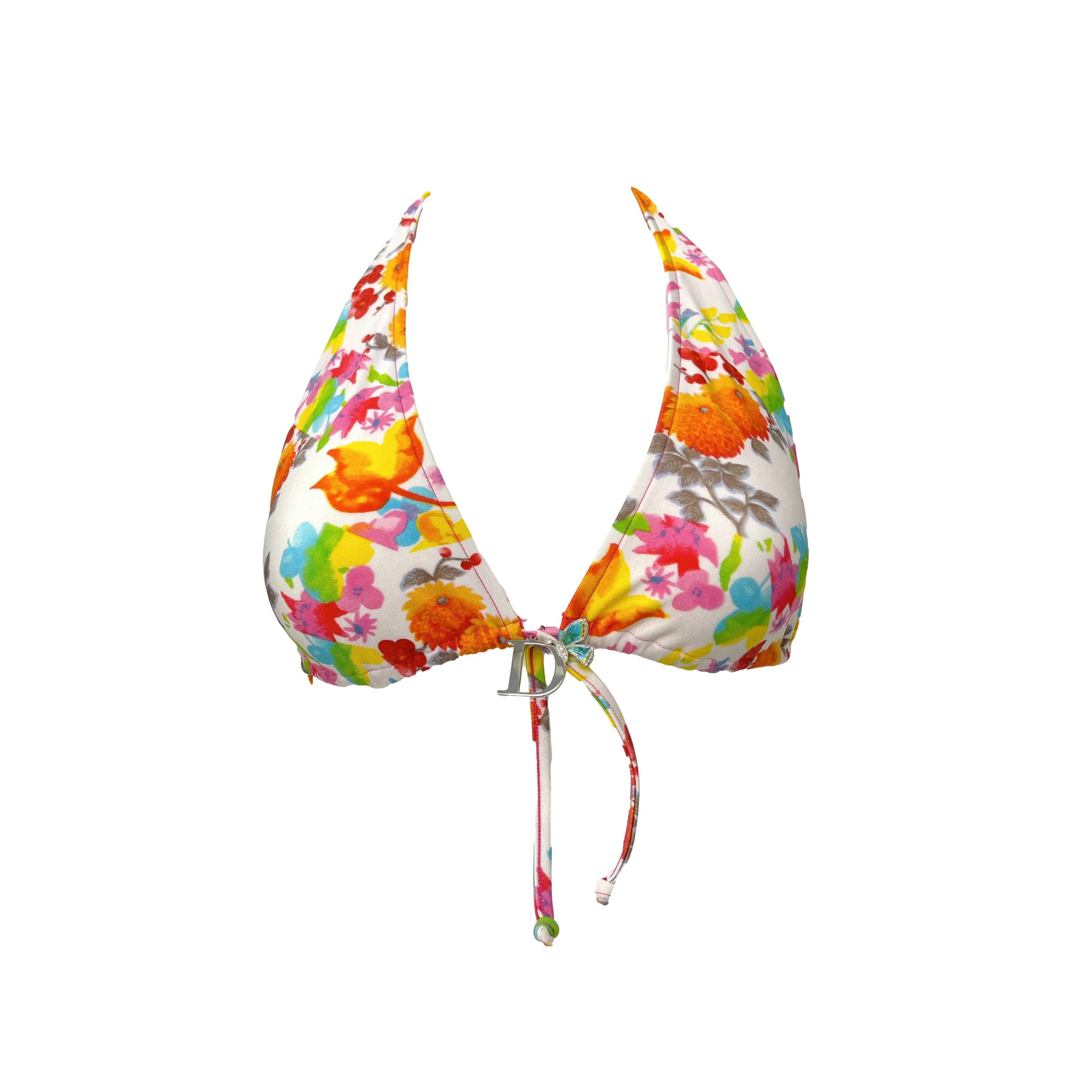 Dior White Floral Logo Bikini Top