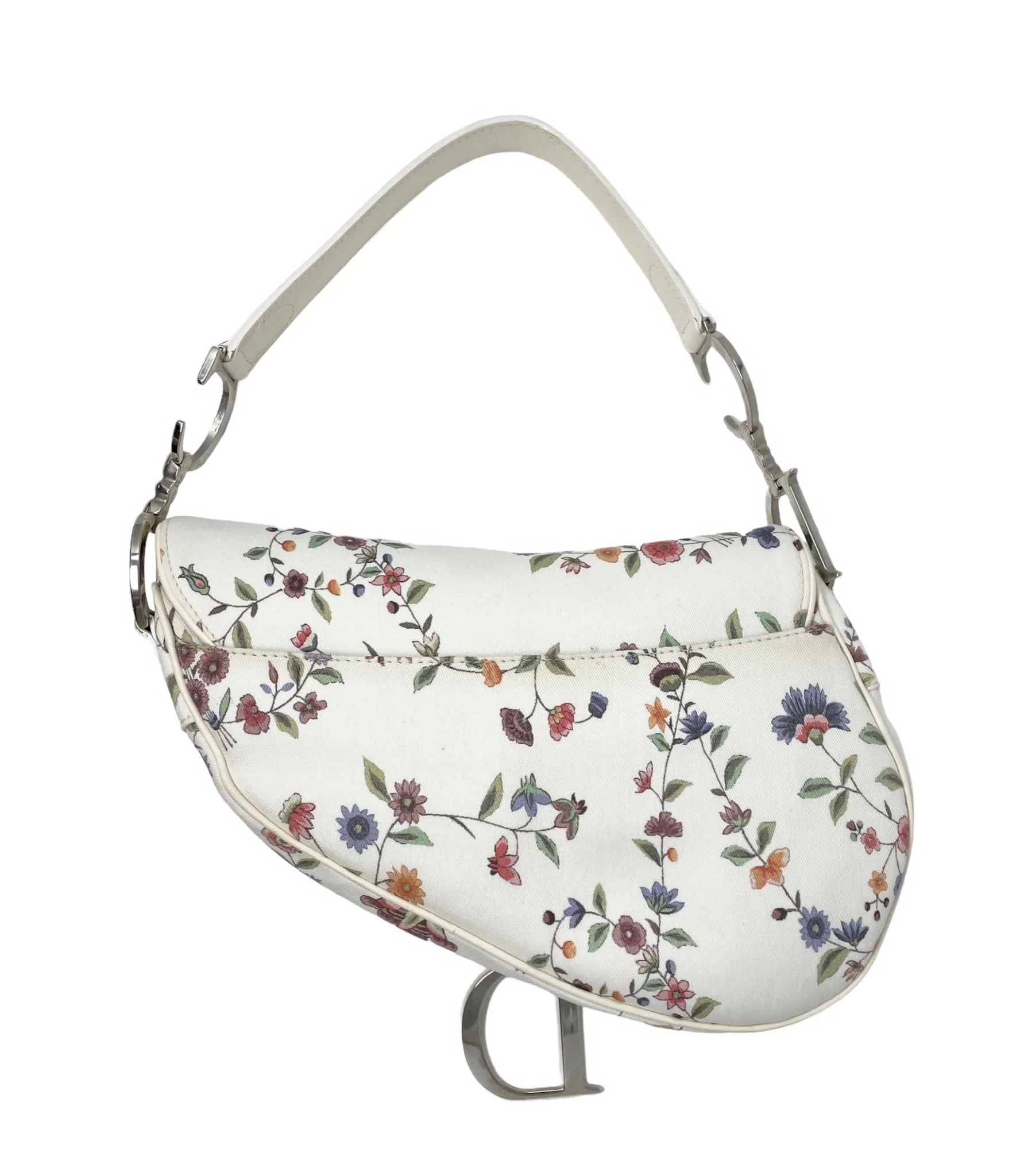 Dior White Floral Saddle Bag - Image 2