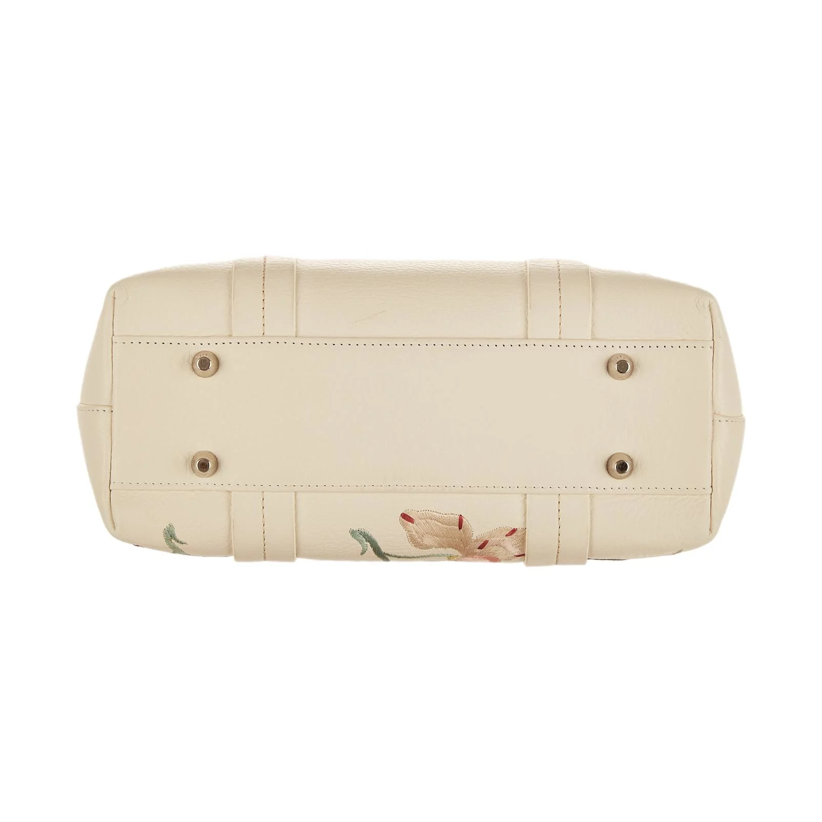 Dior White Floral Stitched Top Handle Bag - Image 3
