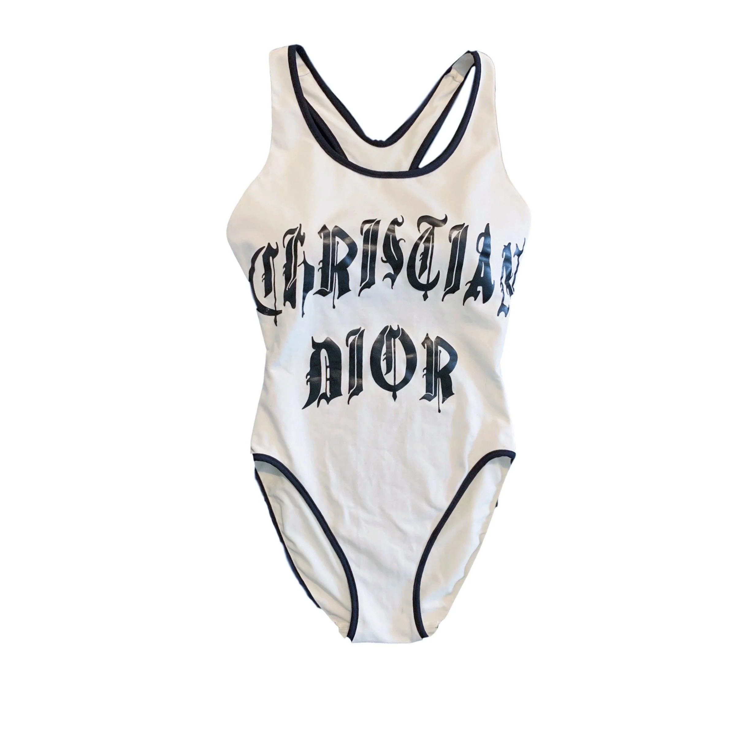 Dior White Gothic Logo One Piece