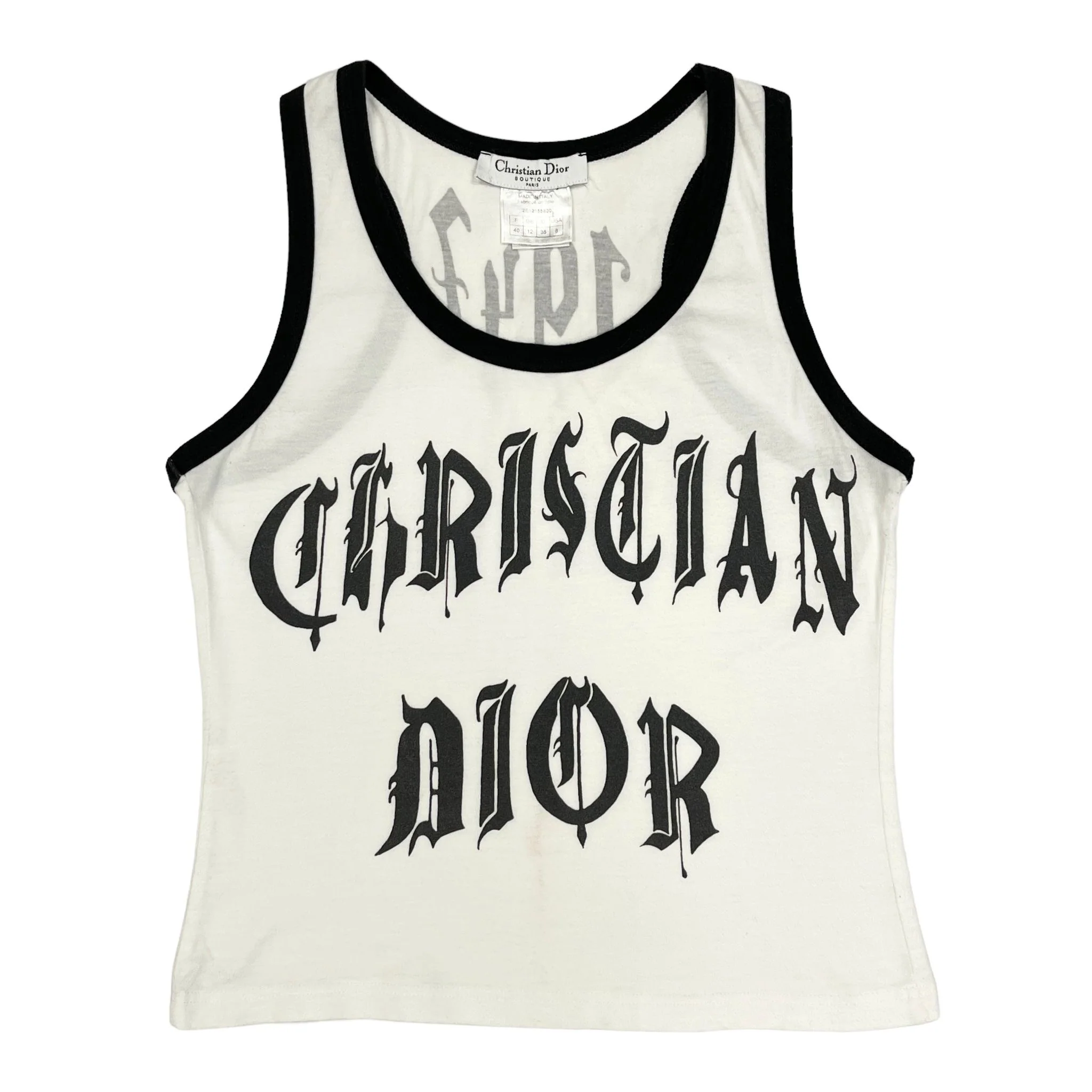 Dior White Gothic Tank Top