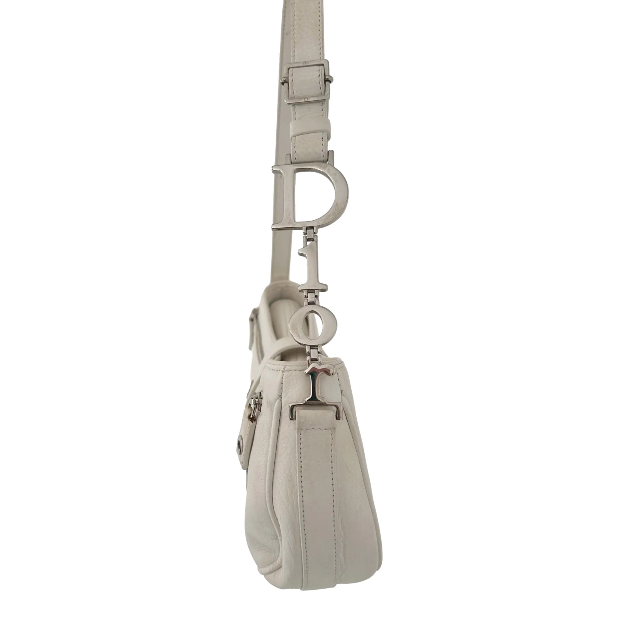 Dior White Leather Logo Shoulder Bag - Image 3
