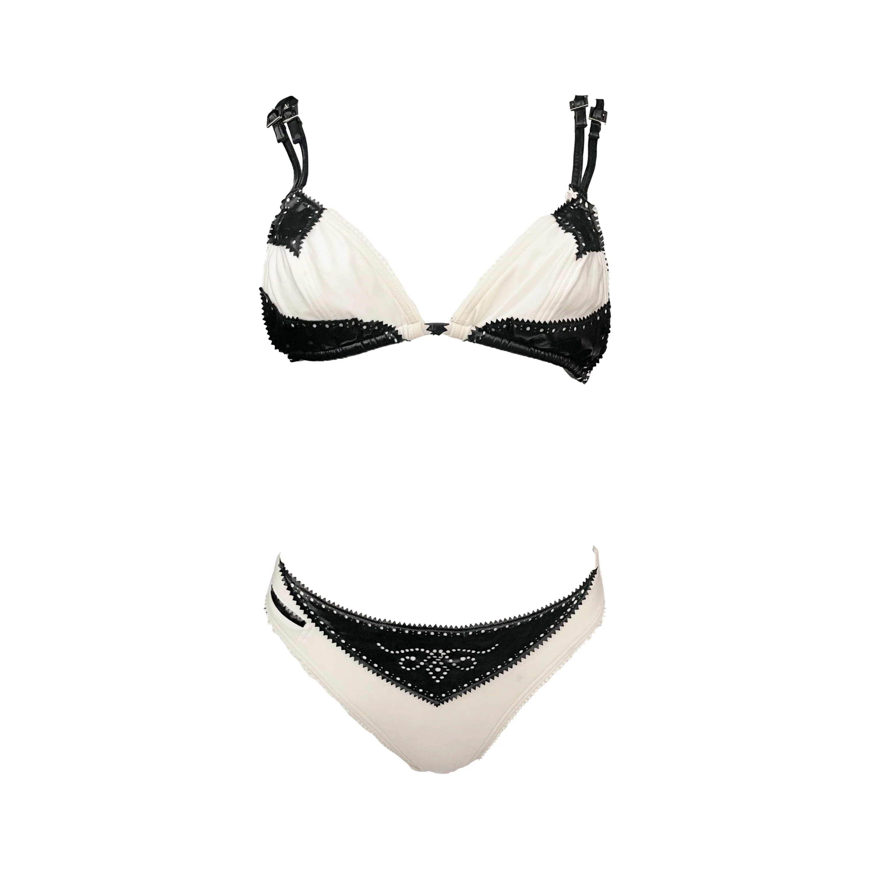 Dior White Leather Trim Bikini
