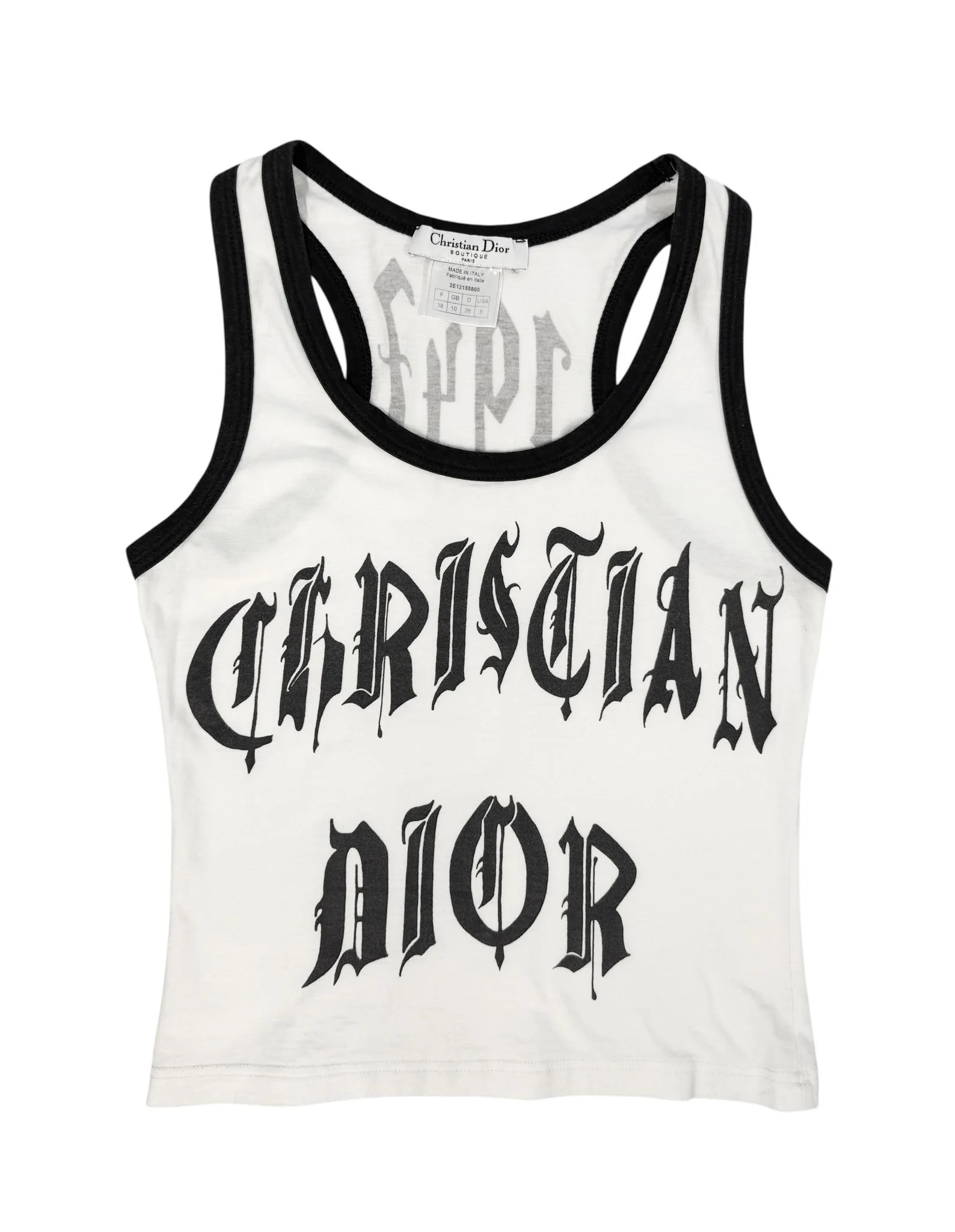 Dior White Logo Gothic Tank