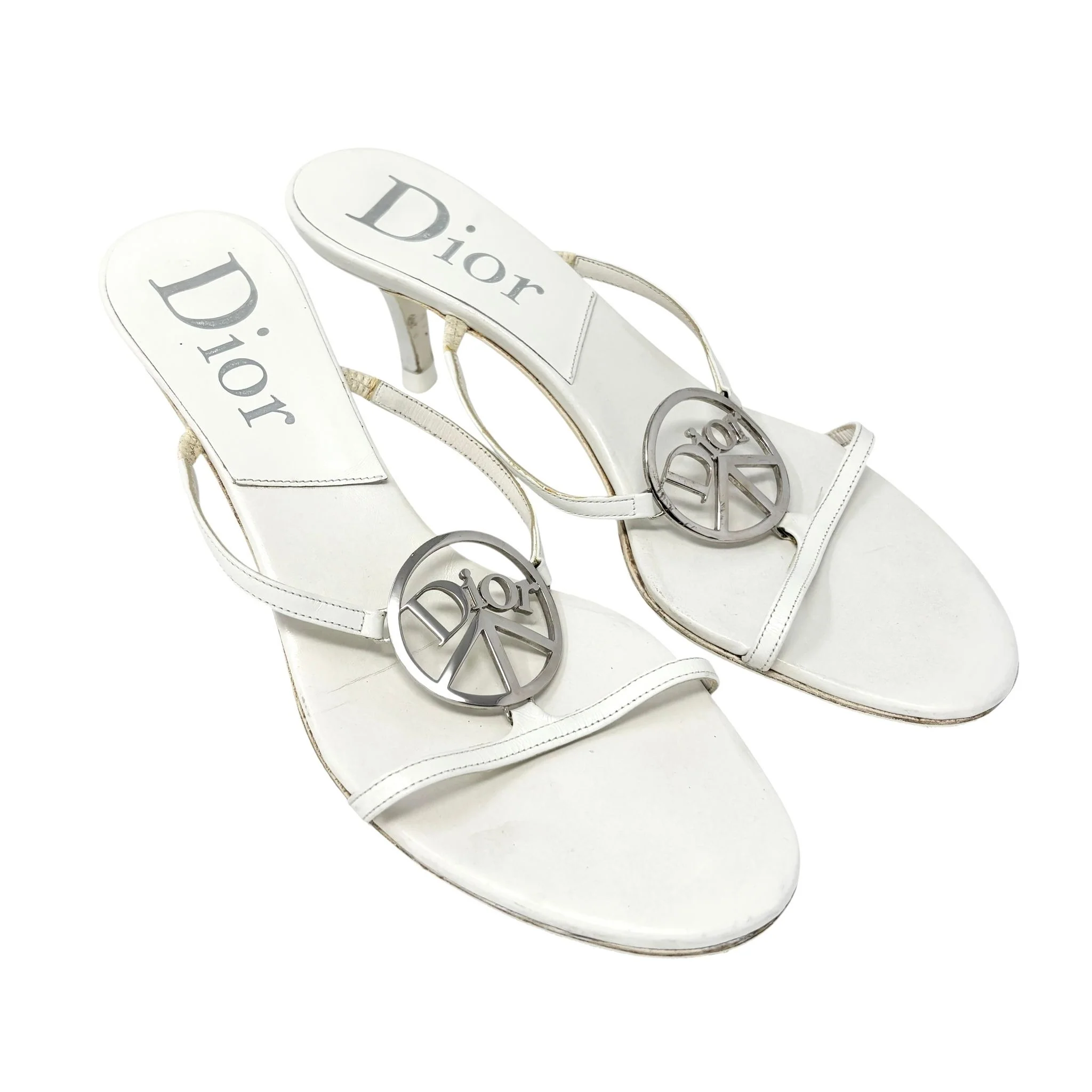 Dior White Logo Peace Heels - Image 2