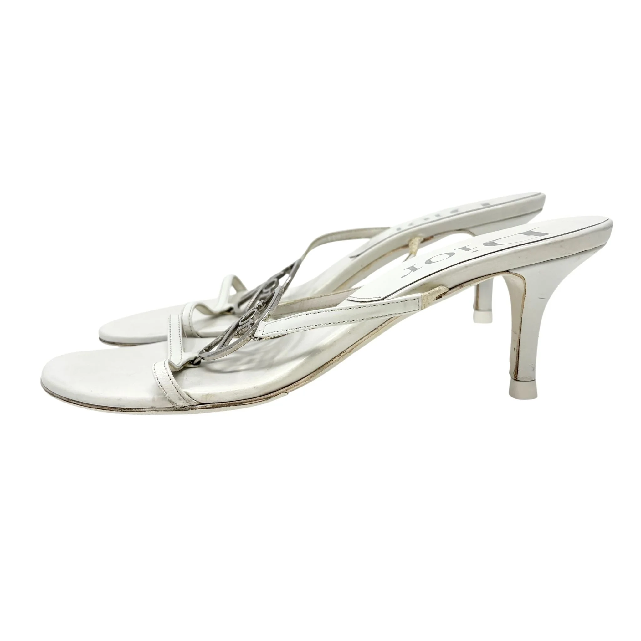Dior White Logo Peace Heels - Image 3