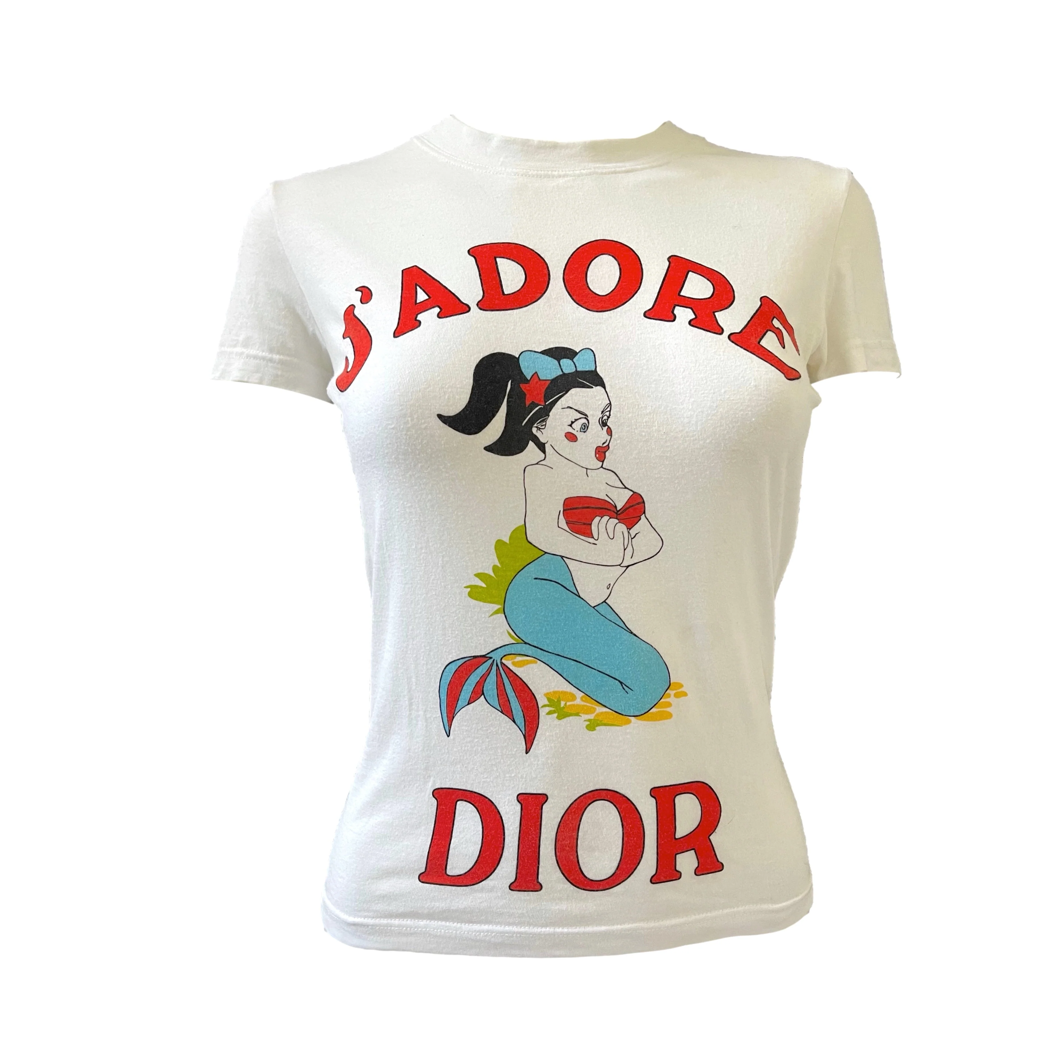 Dior White Mermaid Short Sleeve Top