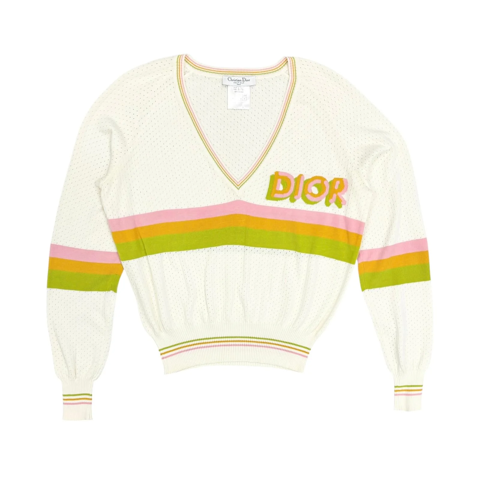 Dior White Pastel Logo Pullover Sweater