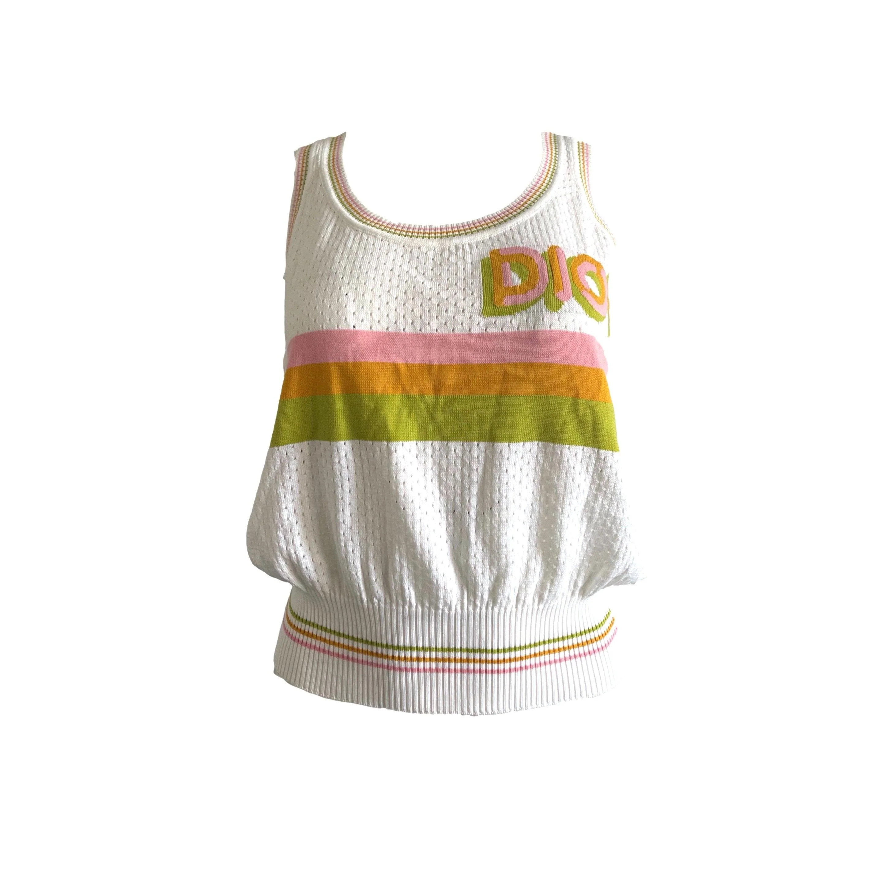 Dior White Perforated Logo Tank