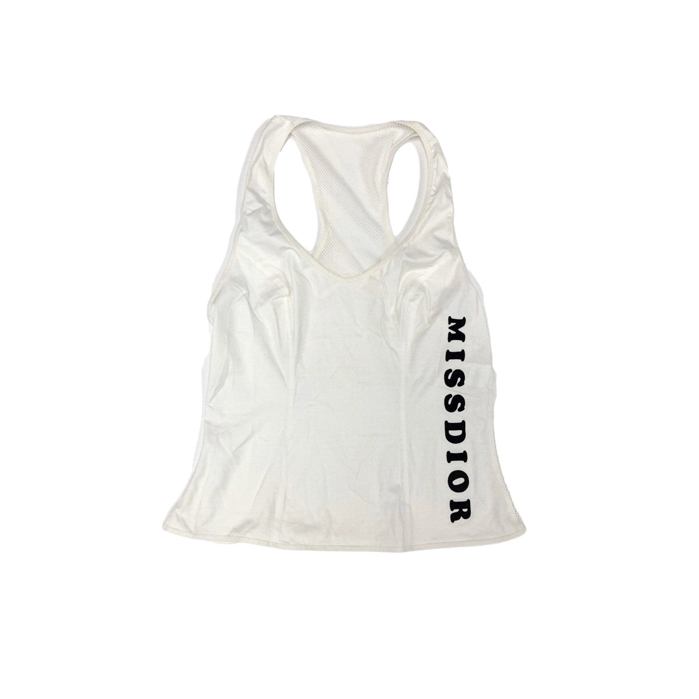 Dior White Racerback Mesh Tank