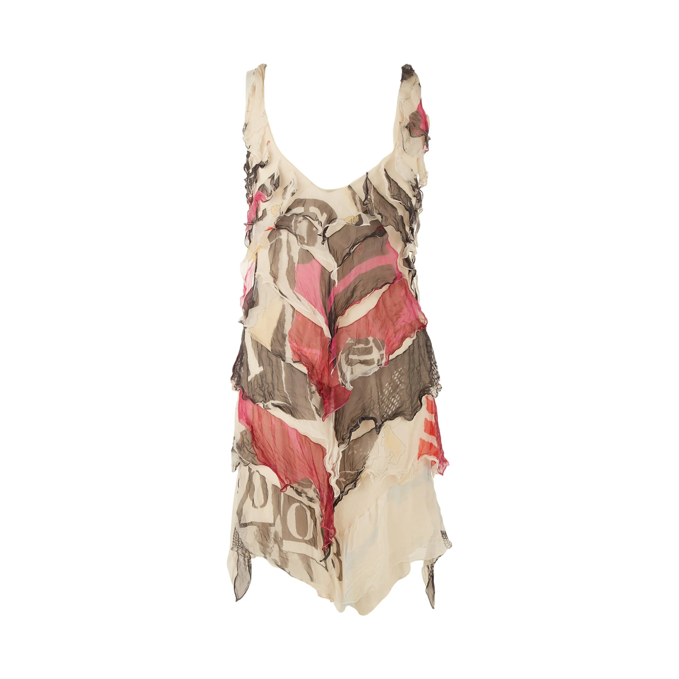 Dior Ruffle Print Logo Strap Dress - Image 2