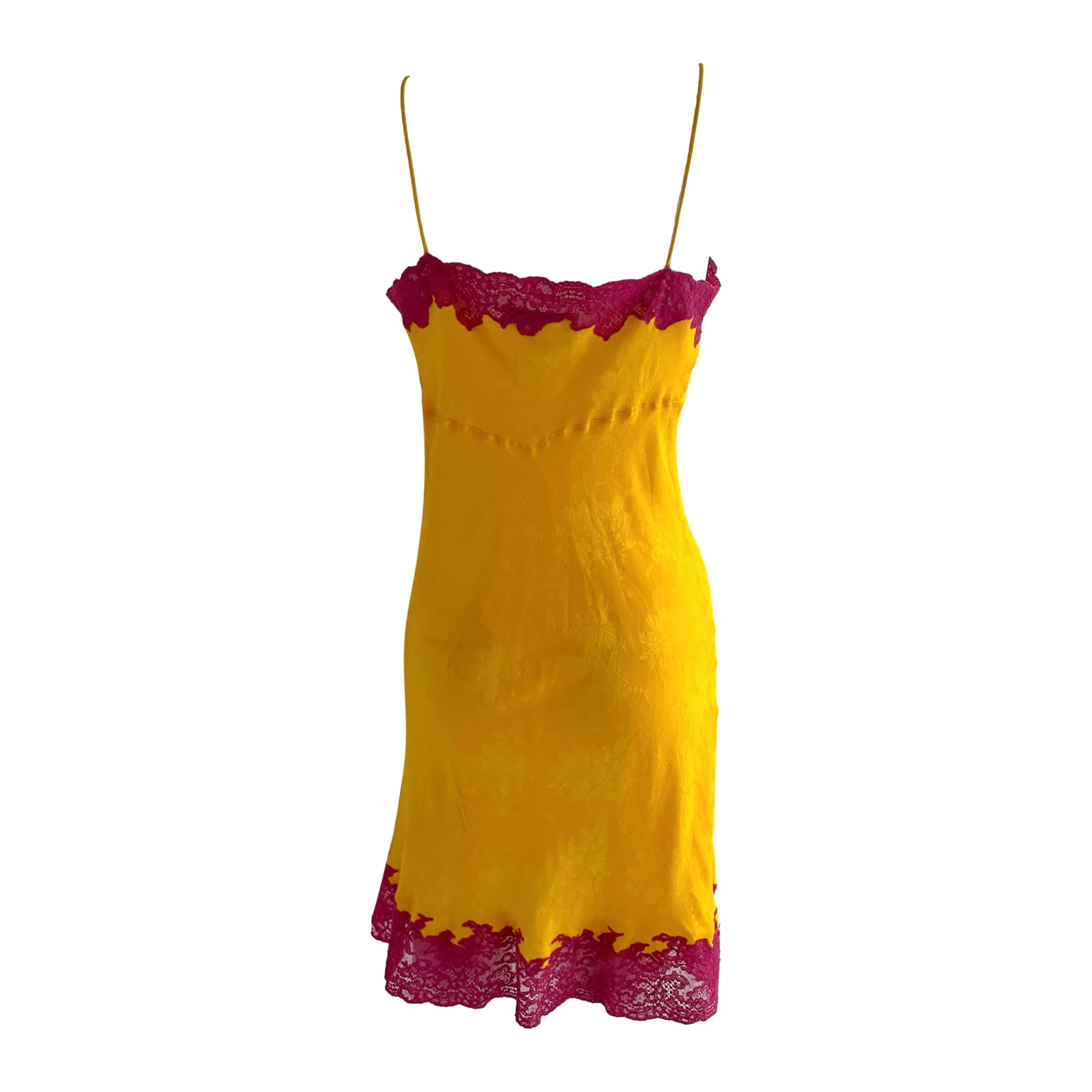 Dior Yellow Lace Slip Dress - Image 2