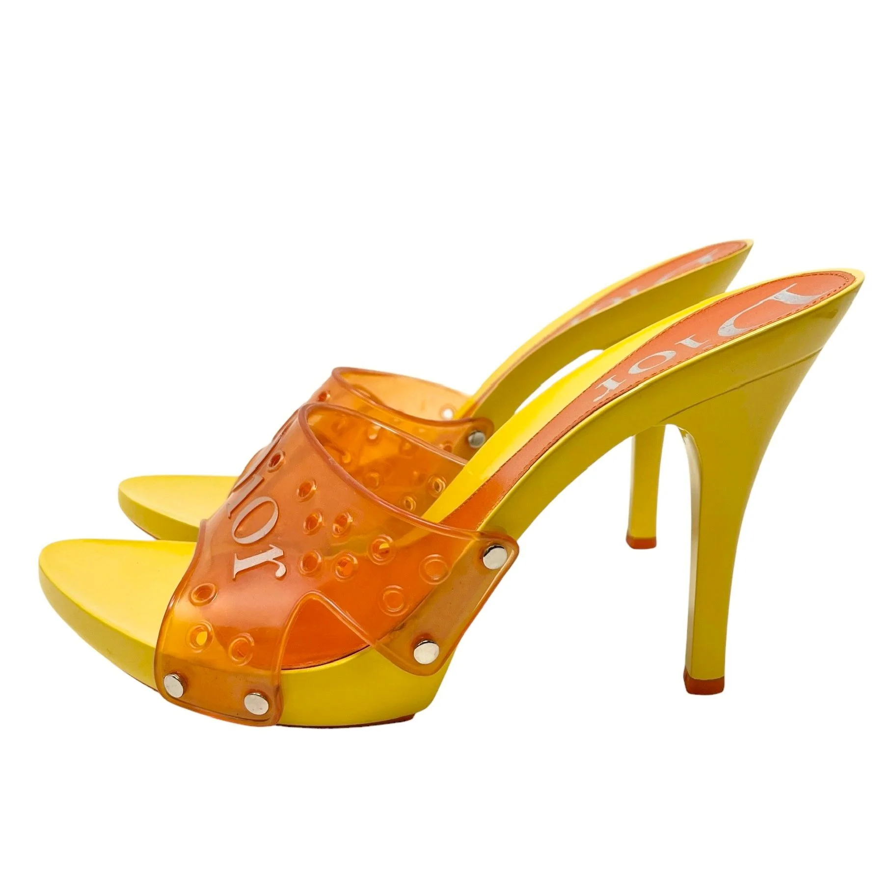 Dior Yellow/Orange Logo Platform Heels - Image 2