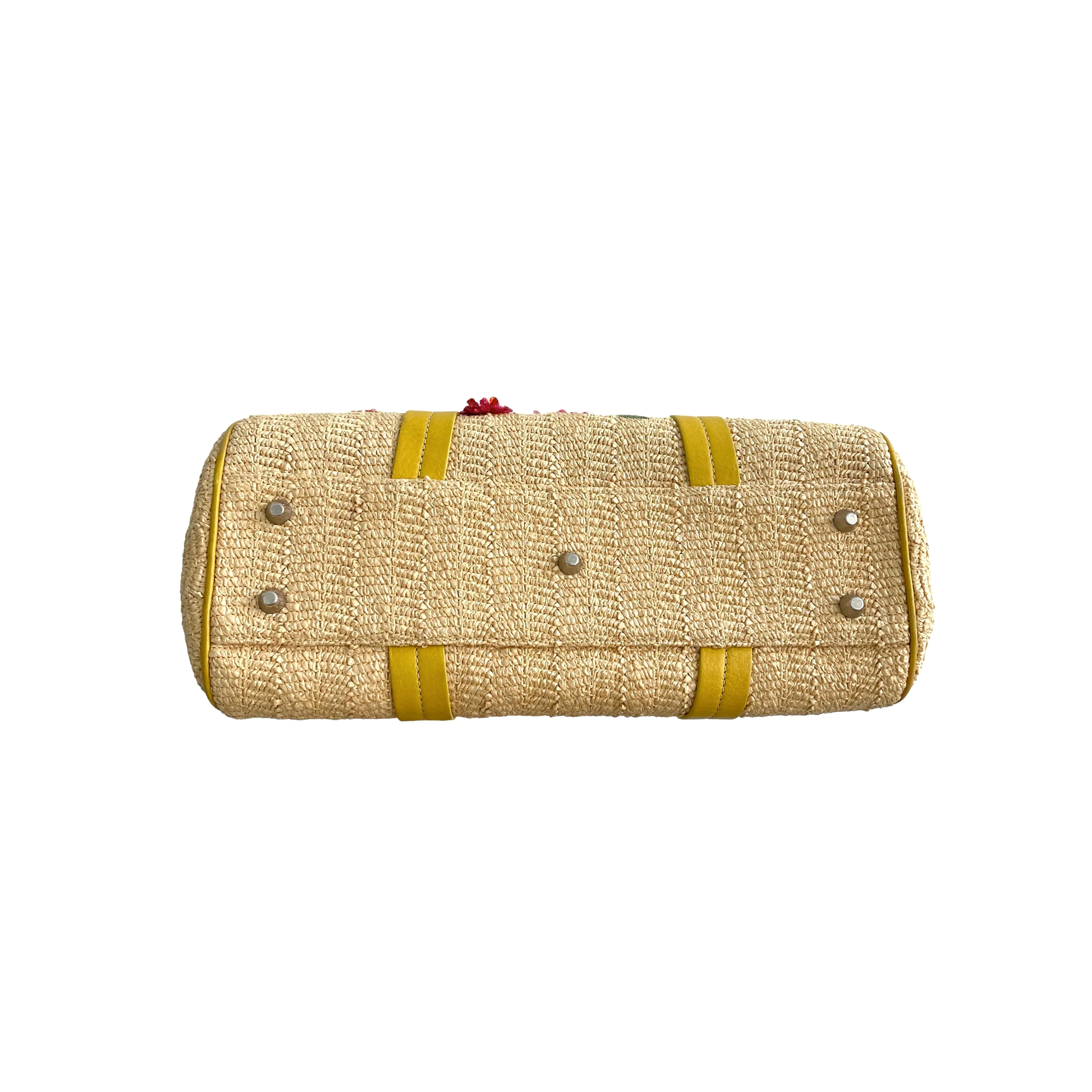 Dior Yellow Straw Logo Bag - Image 4
