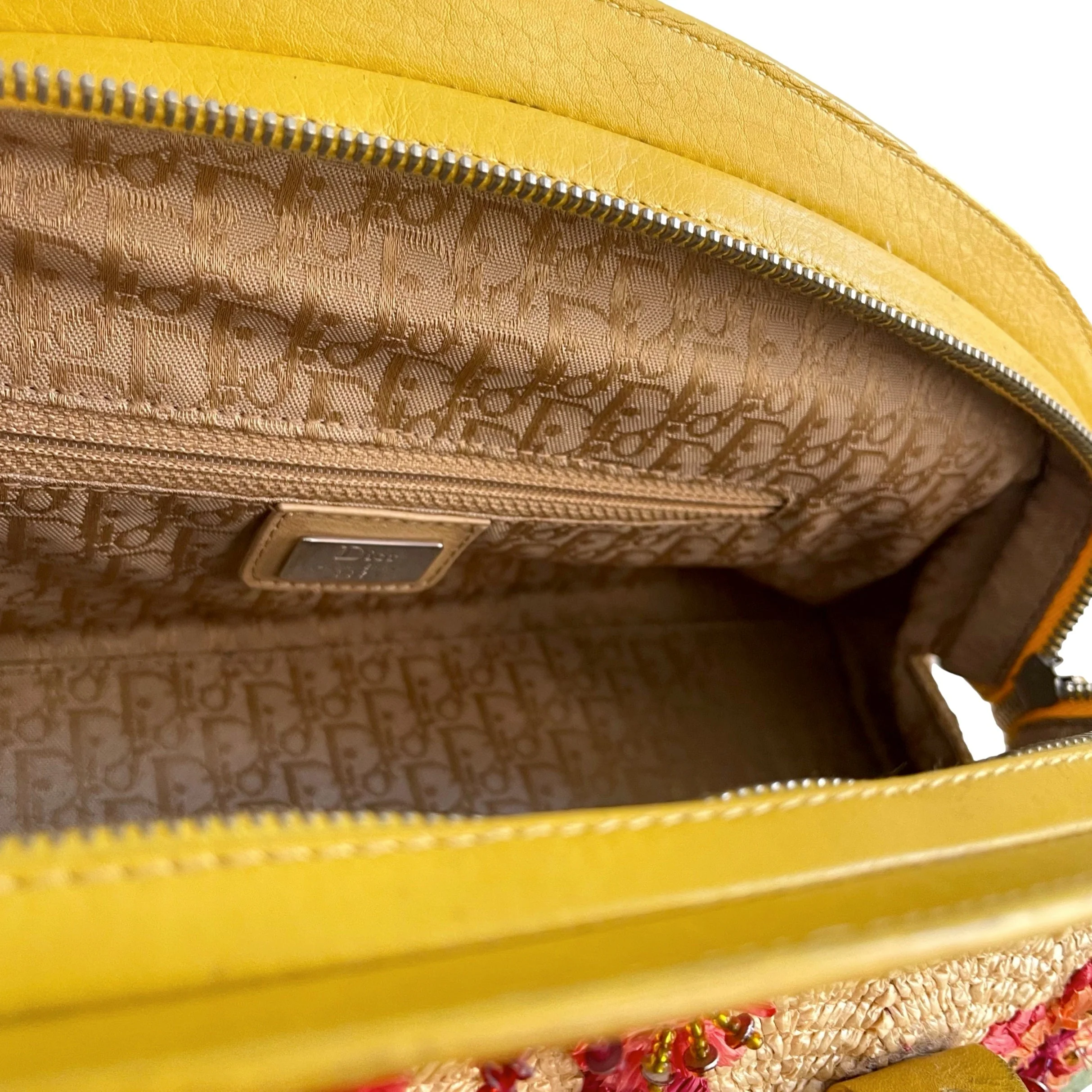 Dior Yellow Straw Logo Bag - Image 5