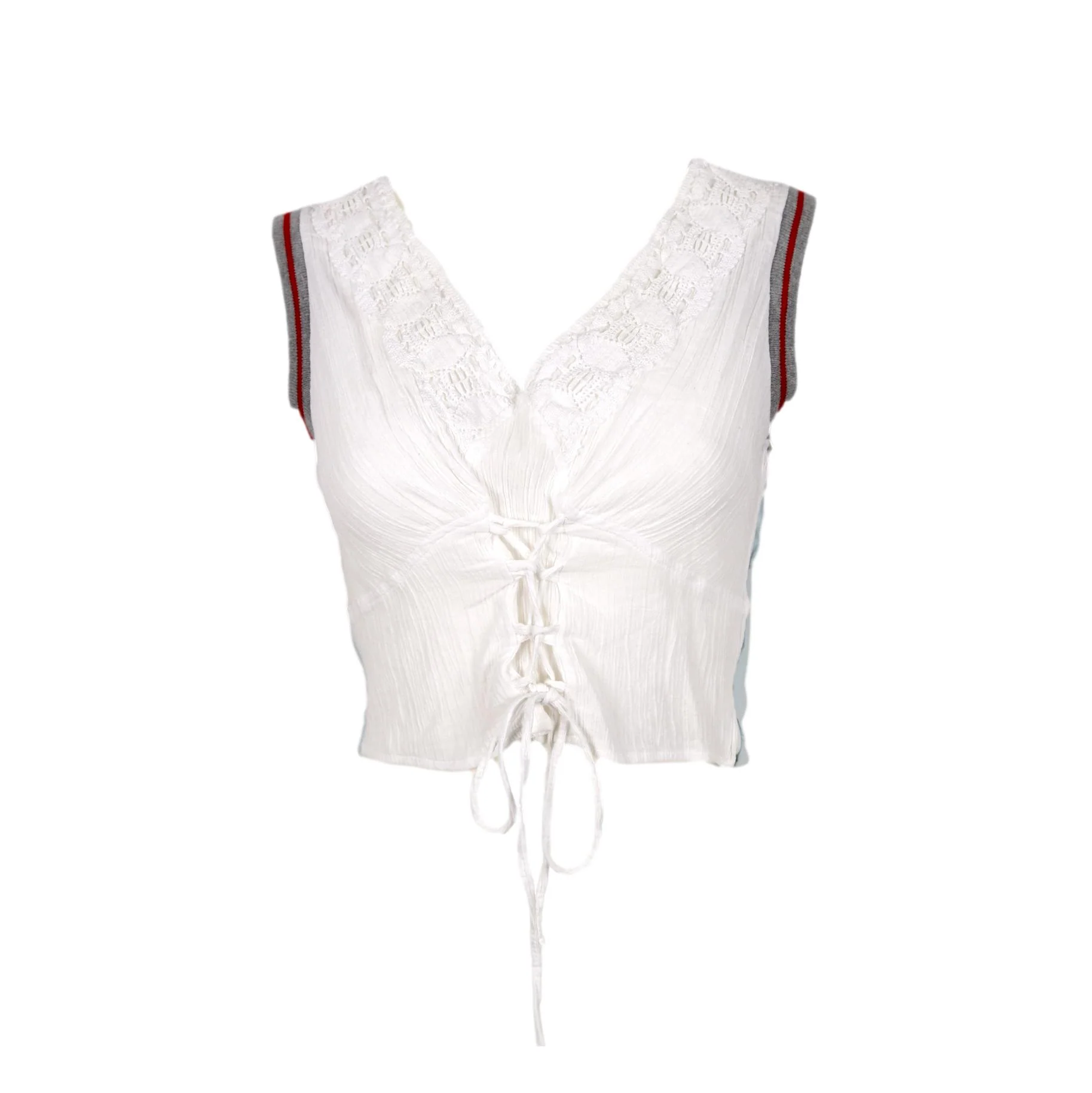 Dolce & Gabbana Blue Lace Tie Tank