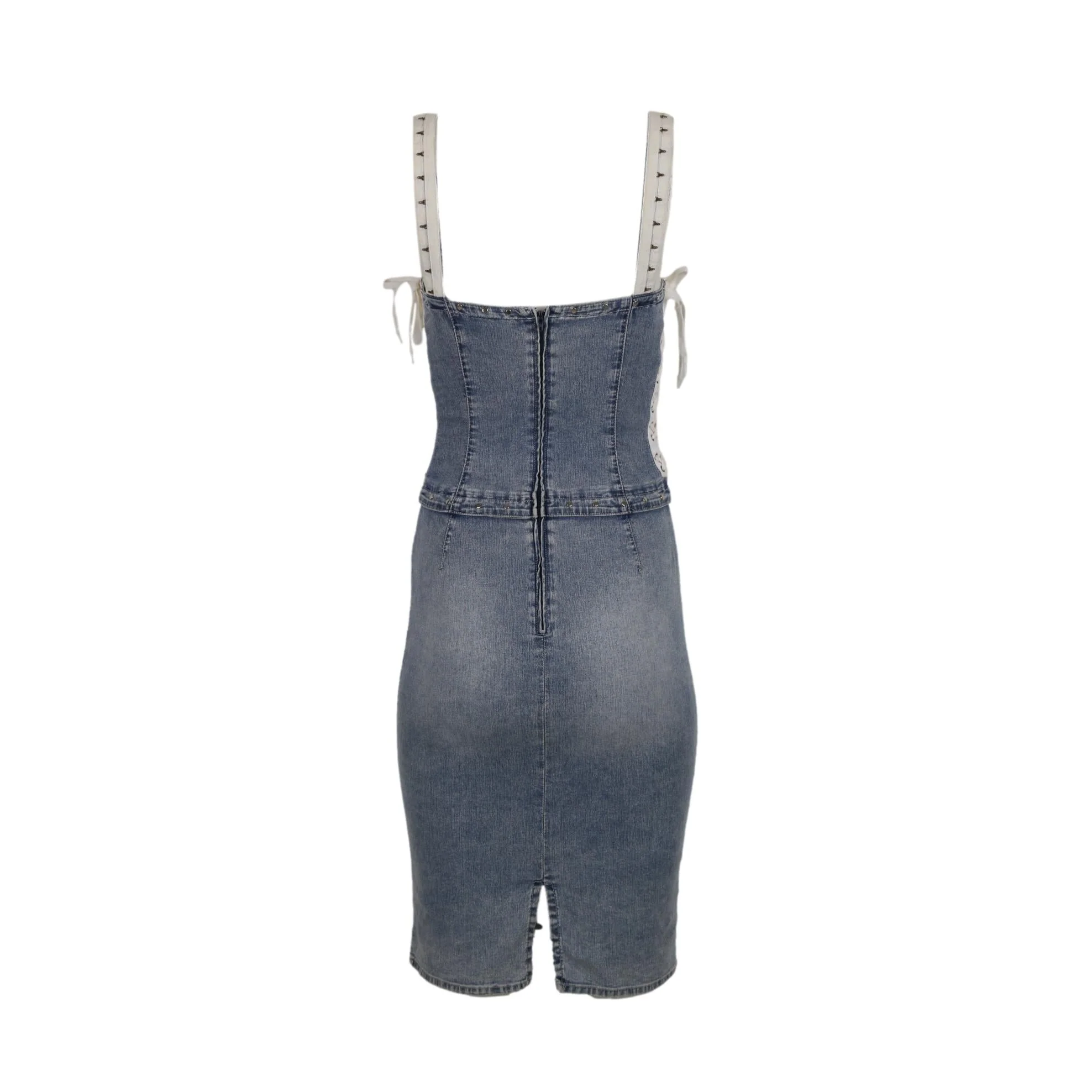 Dolce & Gabbana Denim Print Studded Dress - Image 2