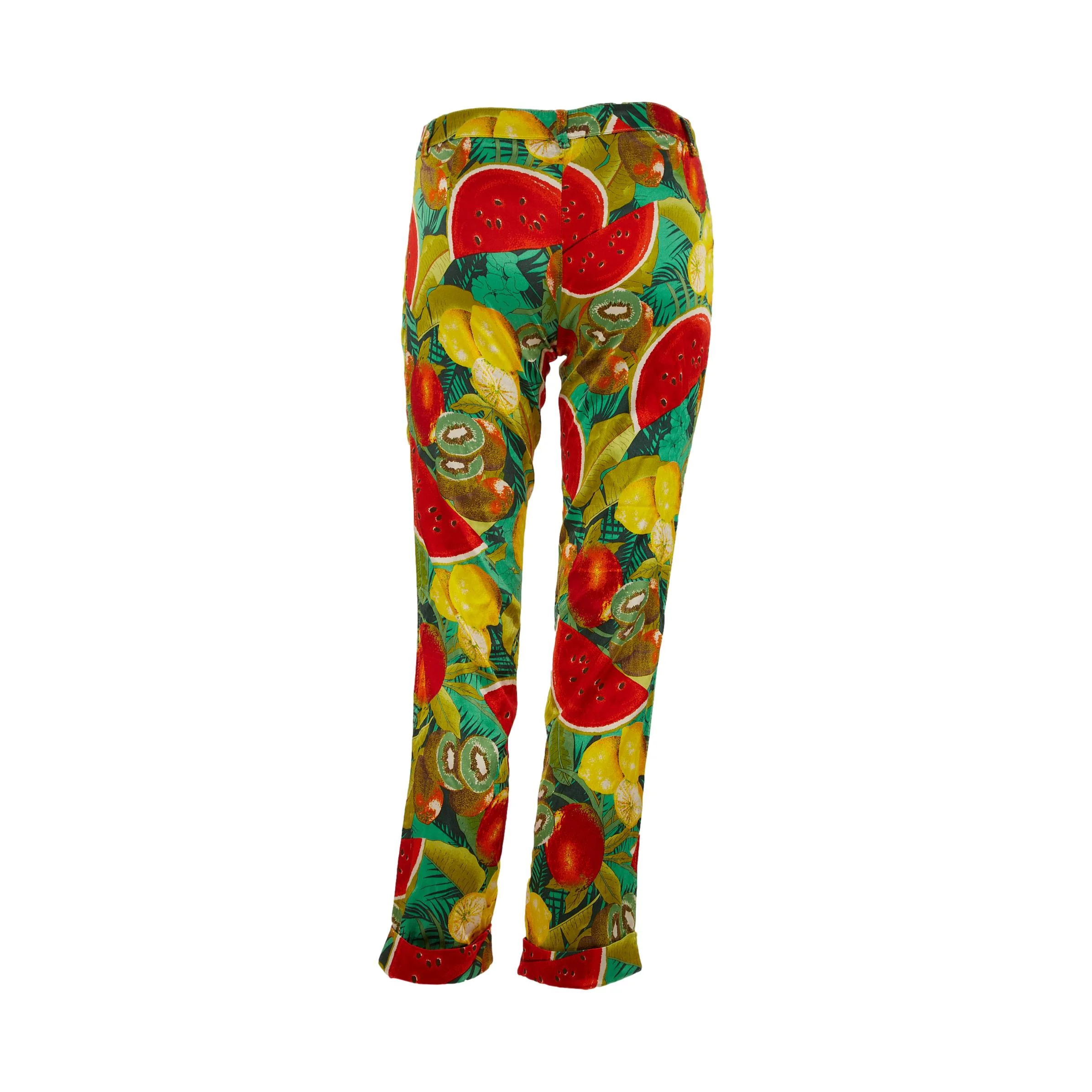 Dolce & Gabbana Green Fruit Print Pants - Image 2