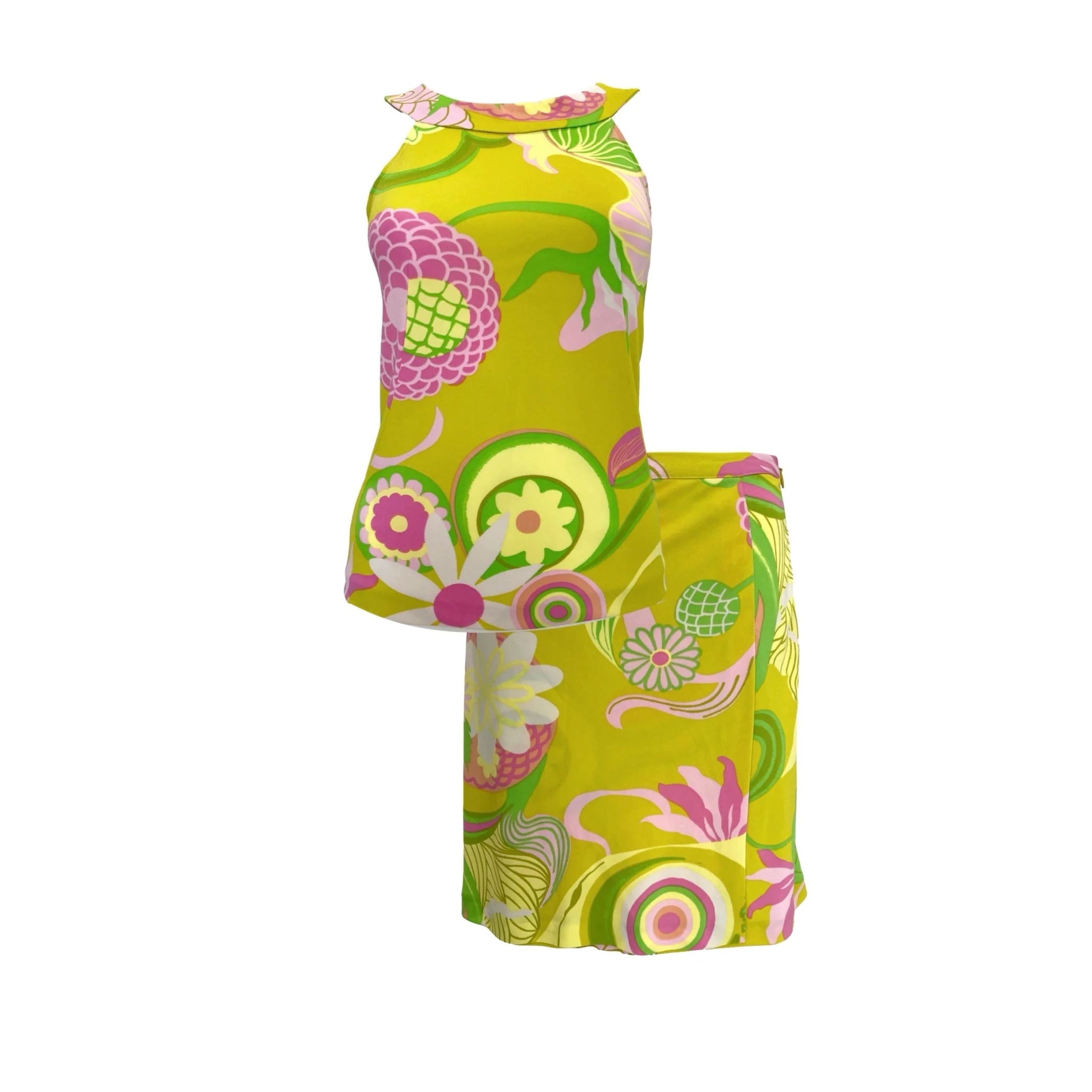 Dolce & Gabbana Lime Floral Skirt Set