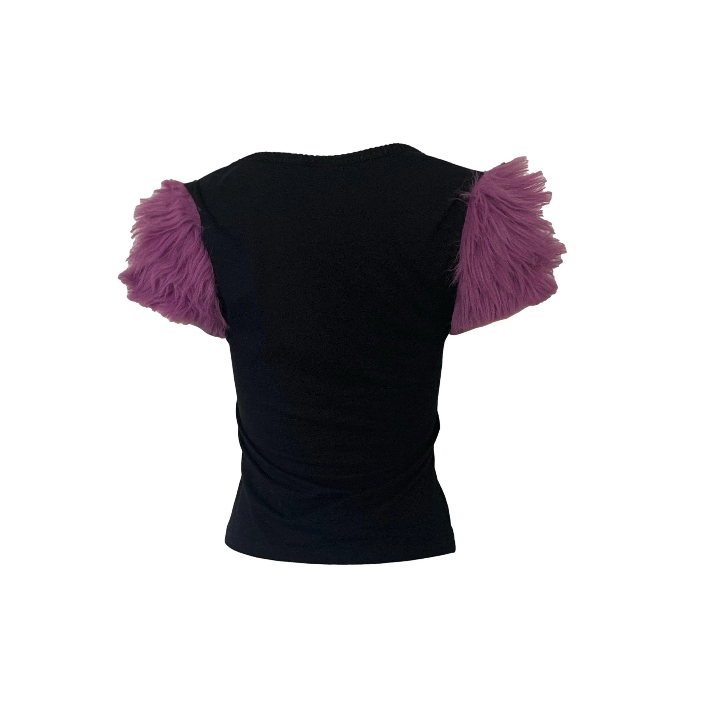 Dolce & Gabbana Black 'FAKE' Faux Fur T-Shirt - Image 2