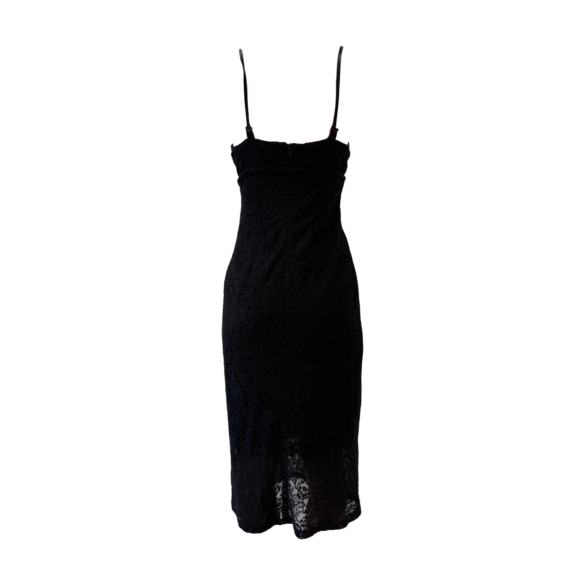 Dolce & Gabbana Black Floral Lace Slip Dress - Image 2