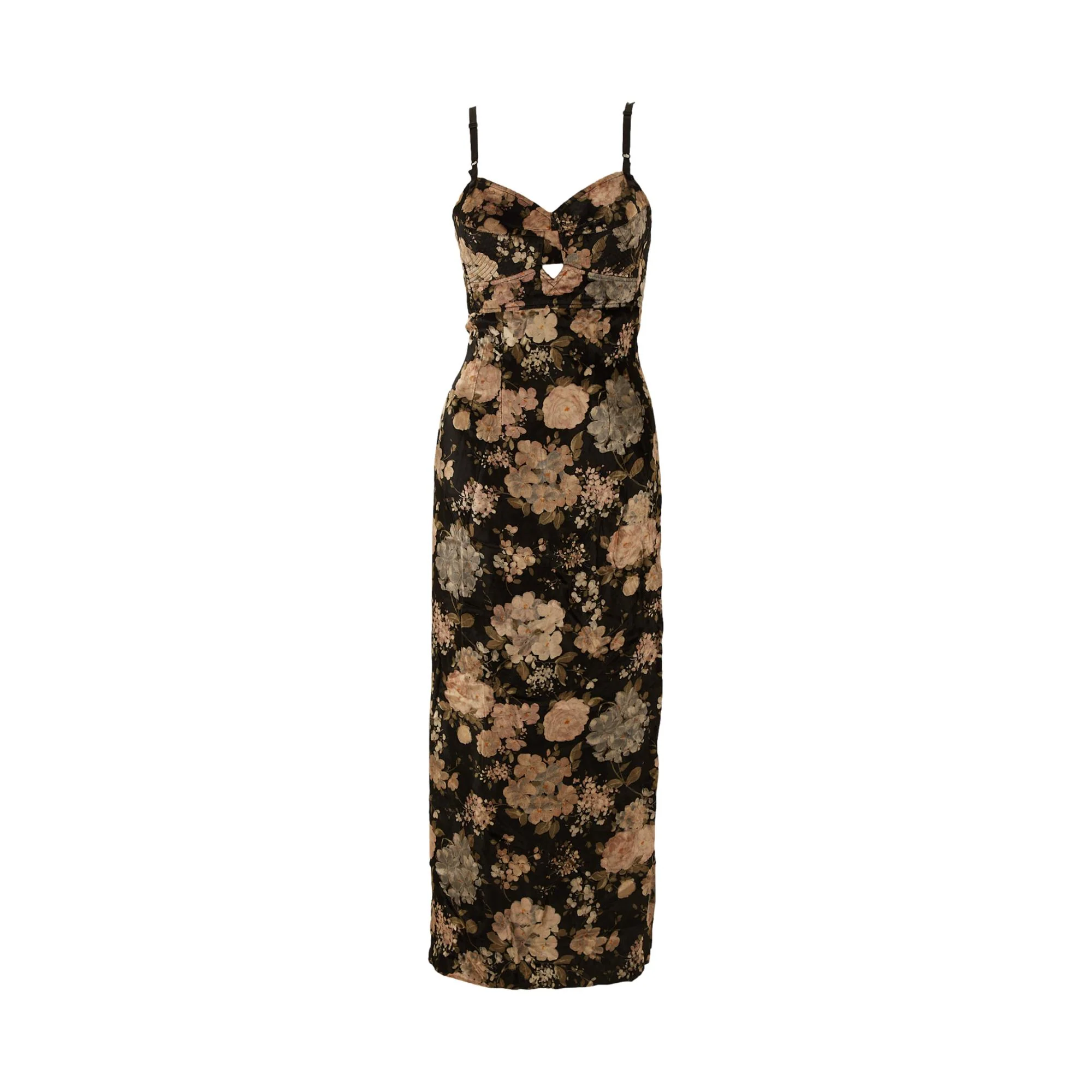Dolce & Gabbana Black Floral Print Velvet Dress