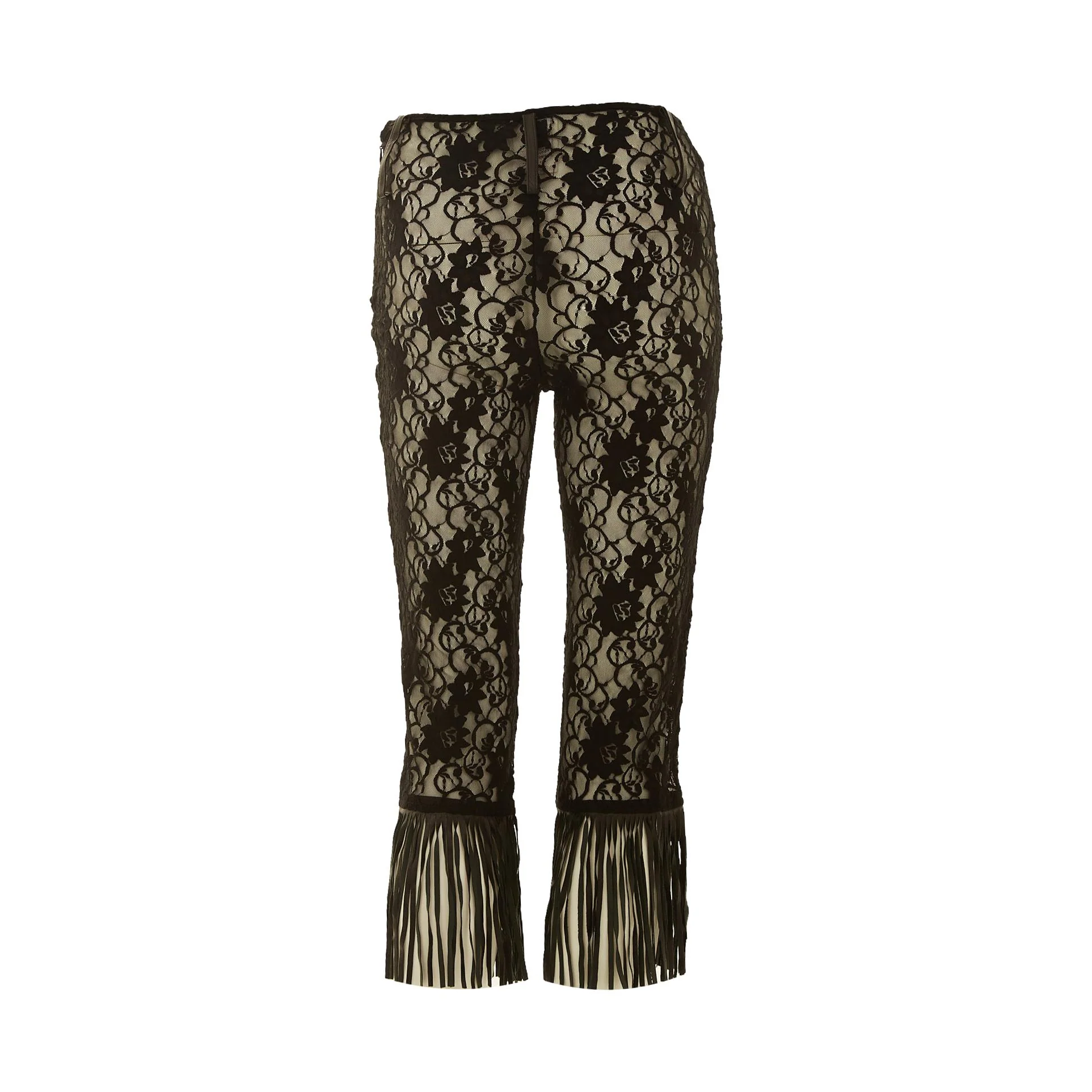 Dolce & Gabbana Black Lace Fringe Pants - Image 2