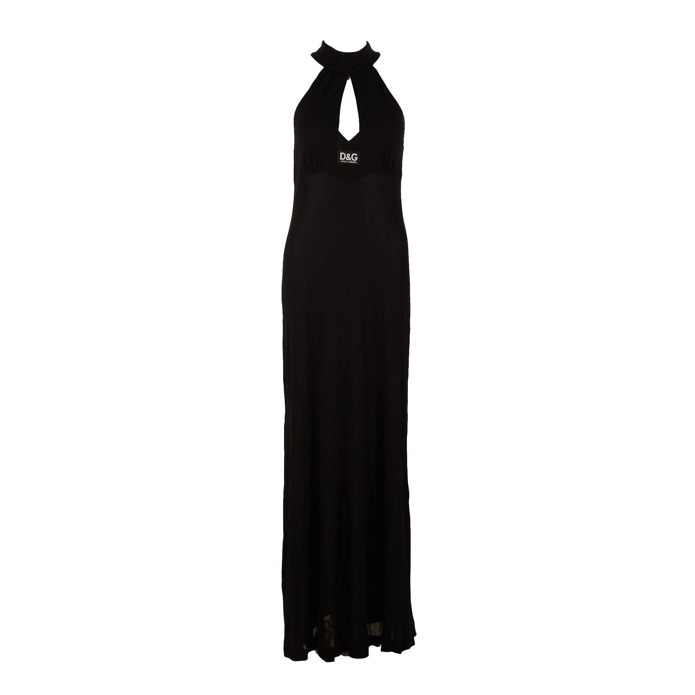 Dolce & Gabbana Black Logo Halter Dress