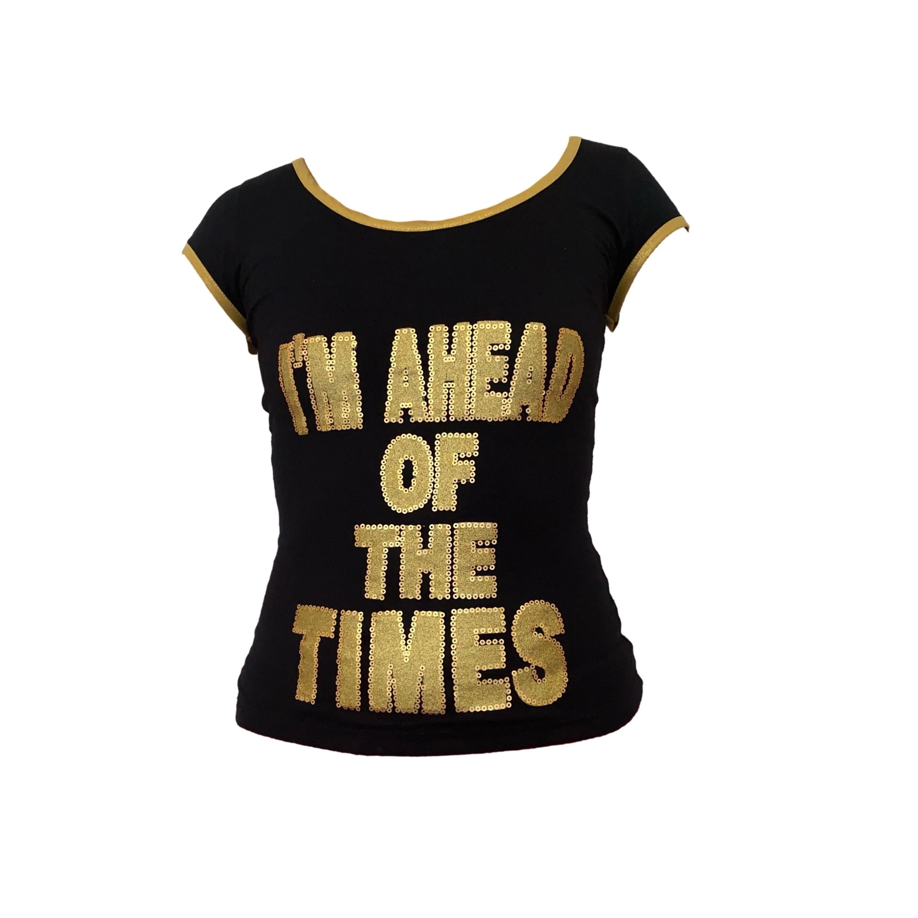 Dolce & Gabbana Black Sequin Graphic T-Shirt